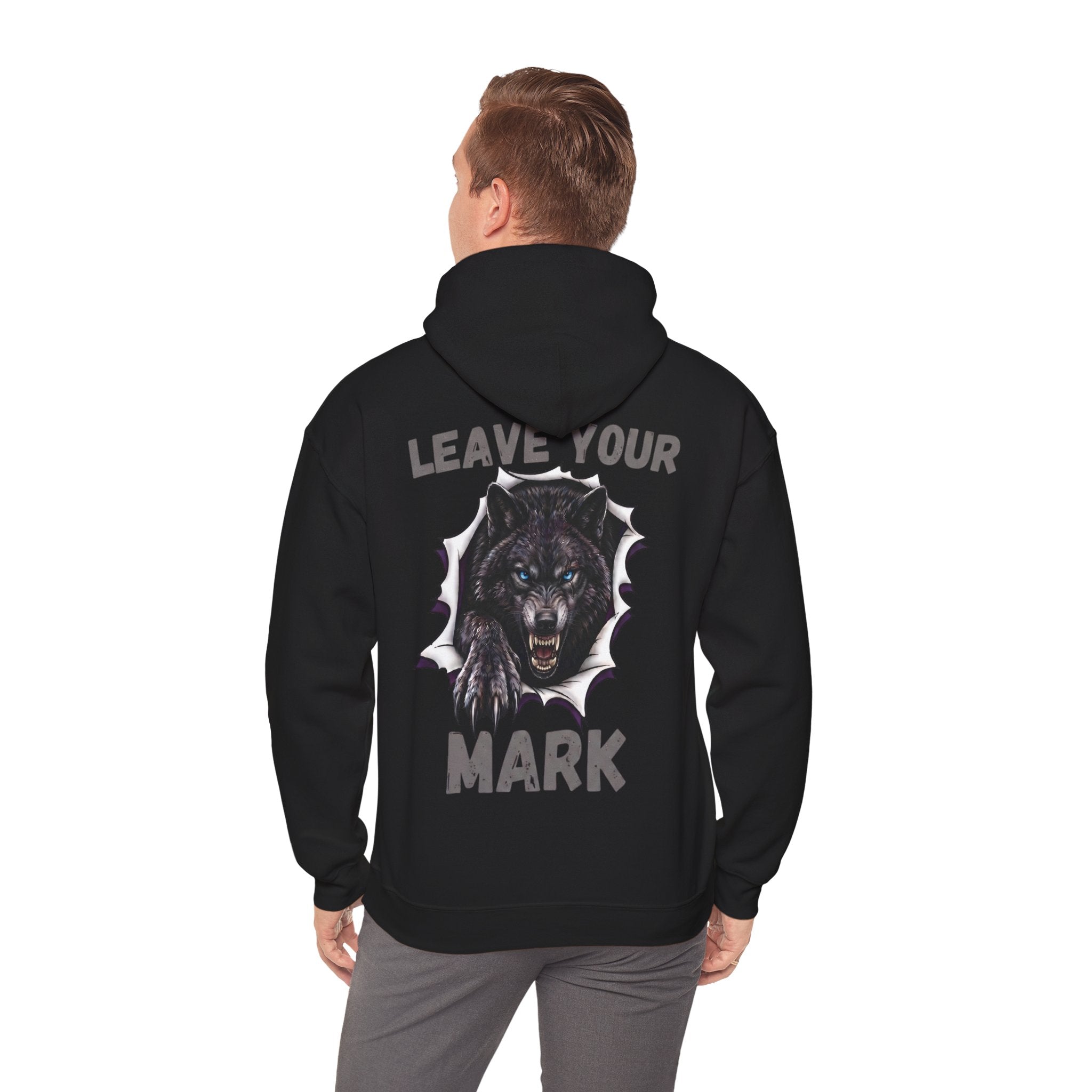 Black Wolf Hoodie "Leave Your Mark" Cyber Crest AW Signature Emblem Pullover drawstring Sweater