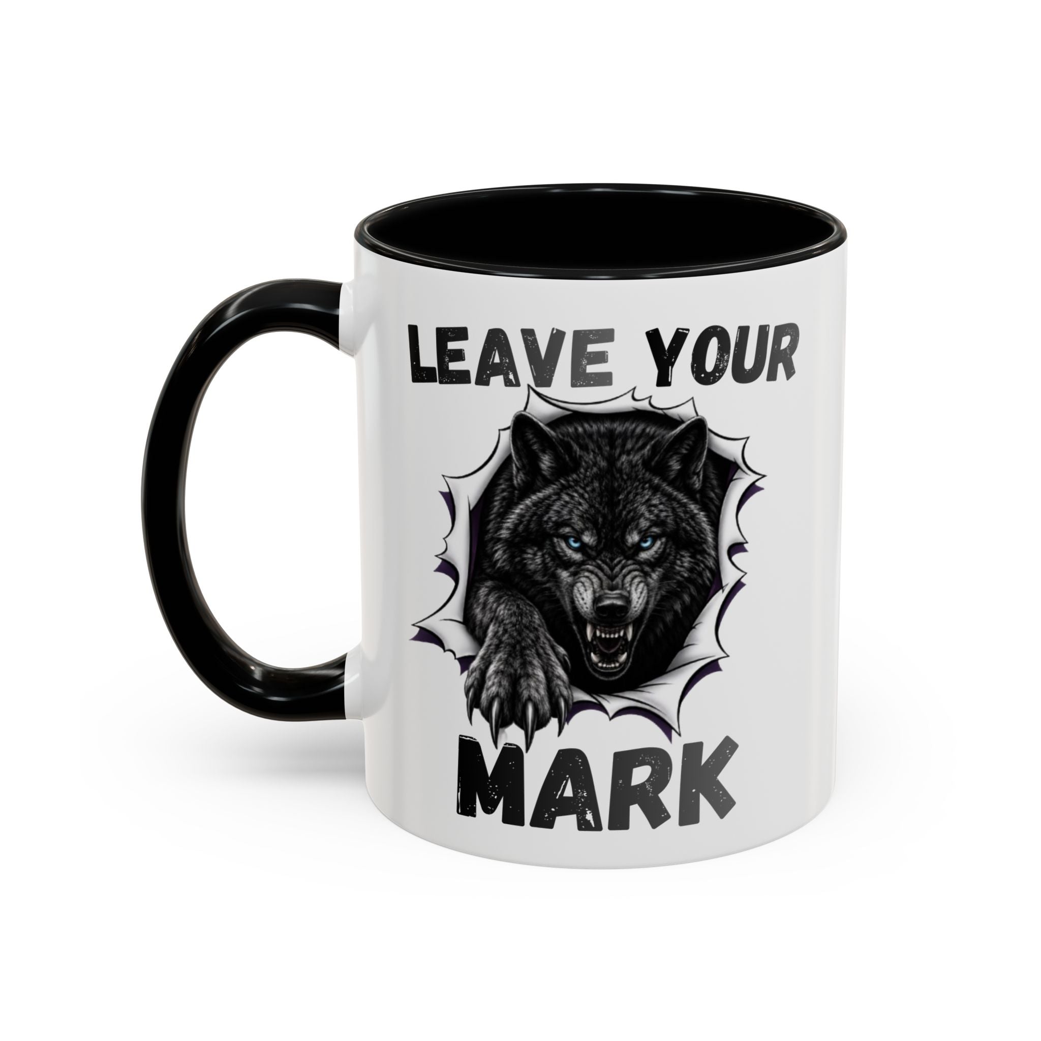 Wild Black Wolf "Leave Your Mark" Fierce Animal Accent Coffee Mug