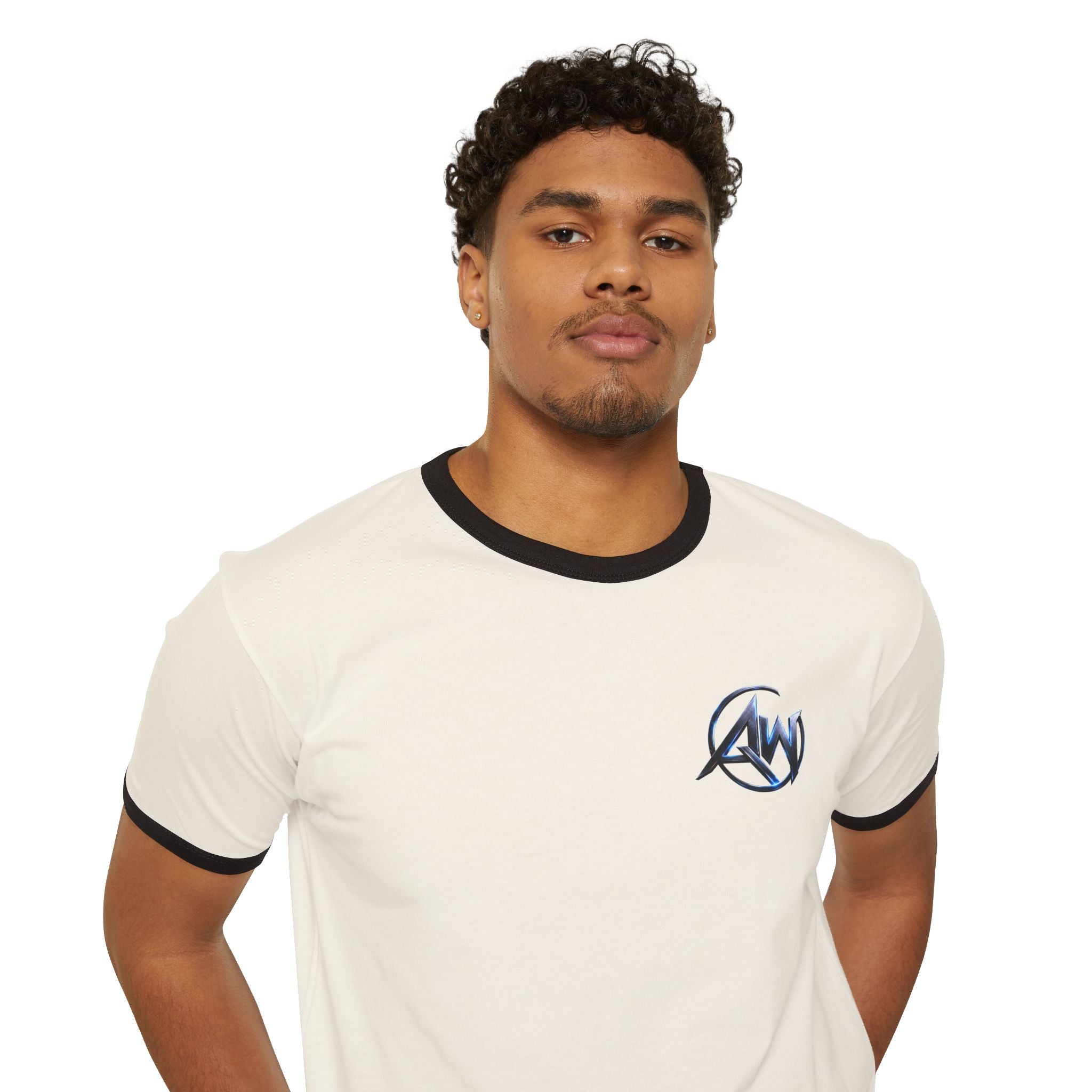 Cyber Crest Emblem Logo-AW Brand  Americanwolf Signature Vintage Ringer T-Shirt