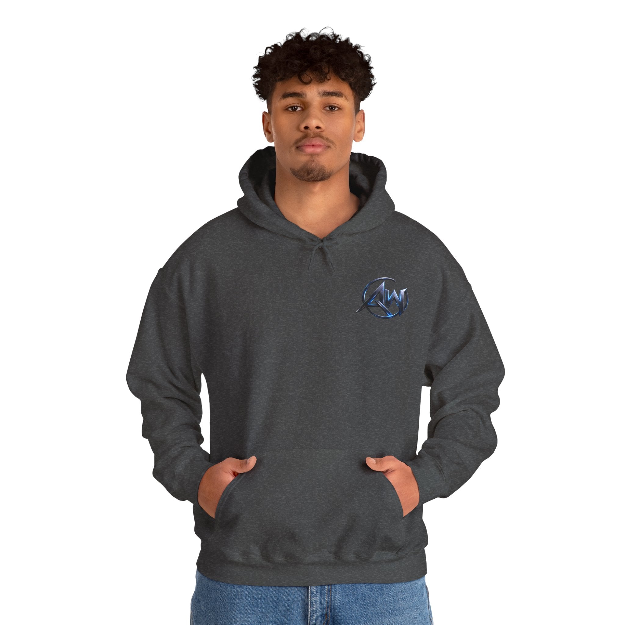 Black Wolf Hoodie "Leave Your Mark" Cyber Crest AW Signature Emblem Pullover drawstring Sweater