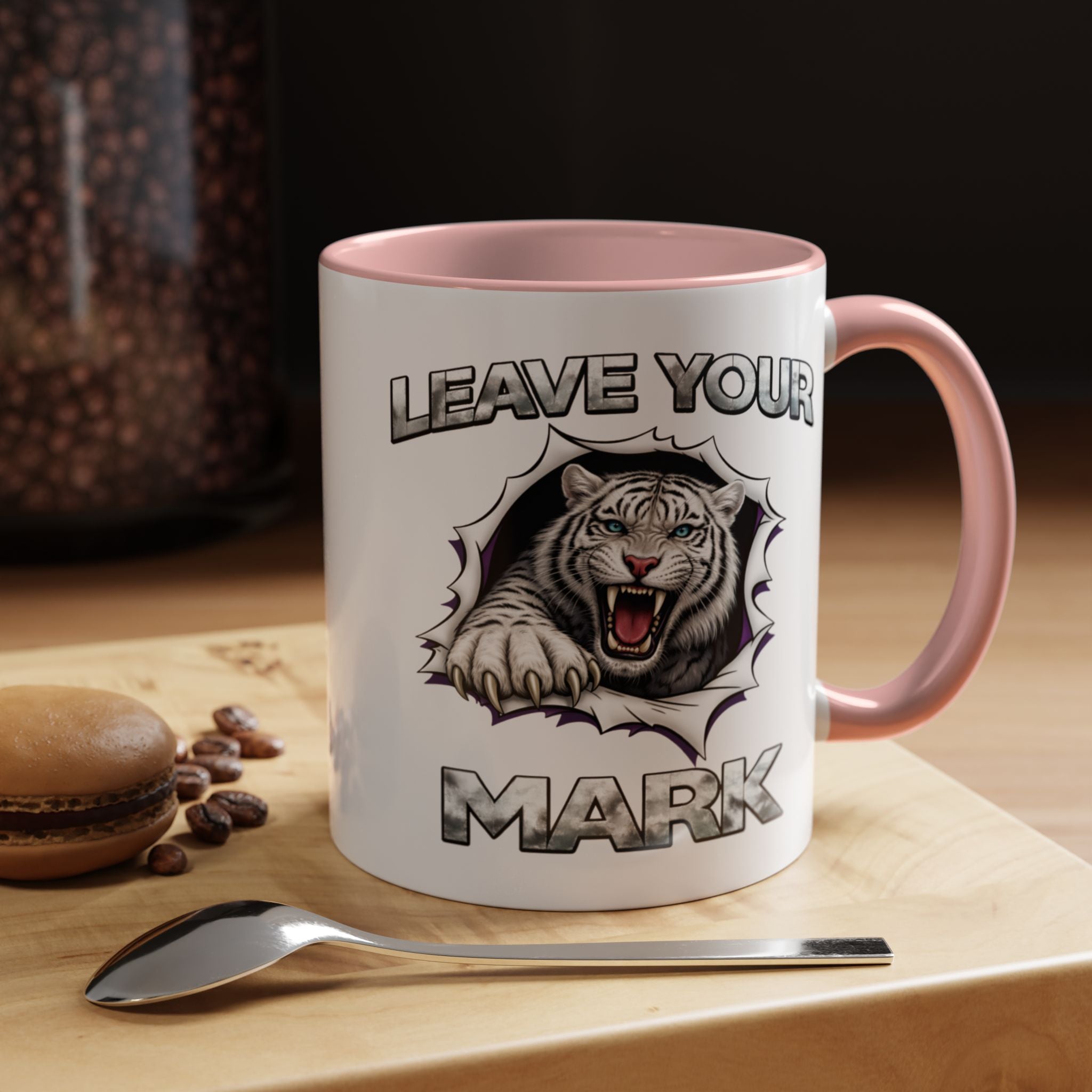 Wild White Tiger "Leave Your Mark" Fierce Animal Accent Coffee Mug