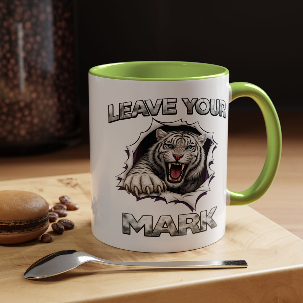 Wild White Tiger "Leave Your Mark" Fierce Animal Accent Coffee Mug