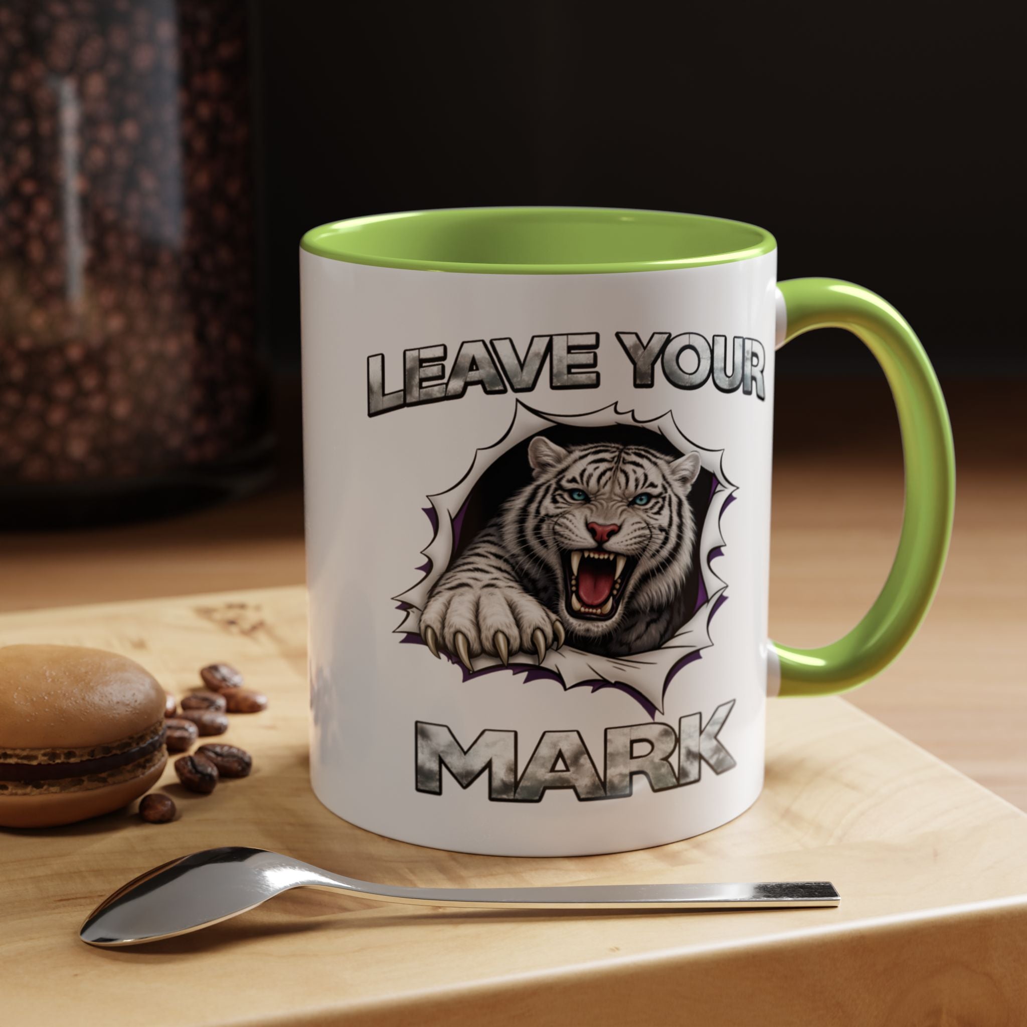 Wild White Tiger "Leave Your Mark" Fierce Animal Accent Coffee Mug