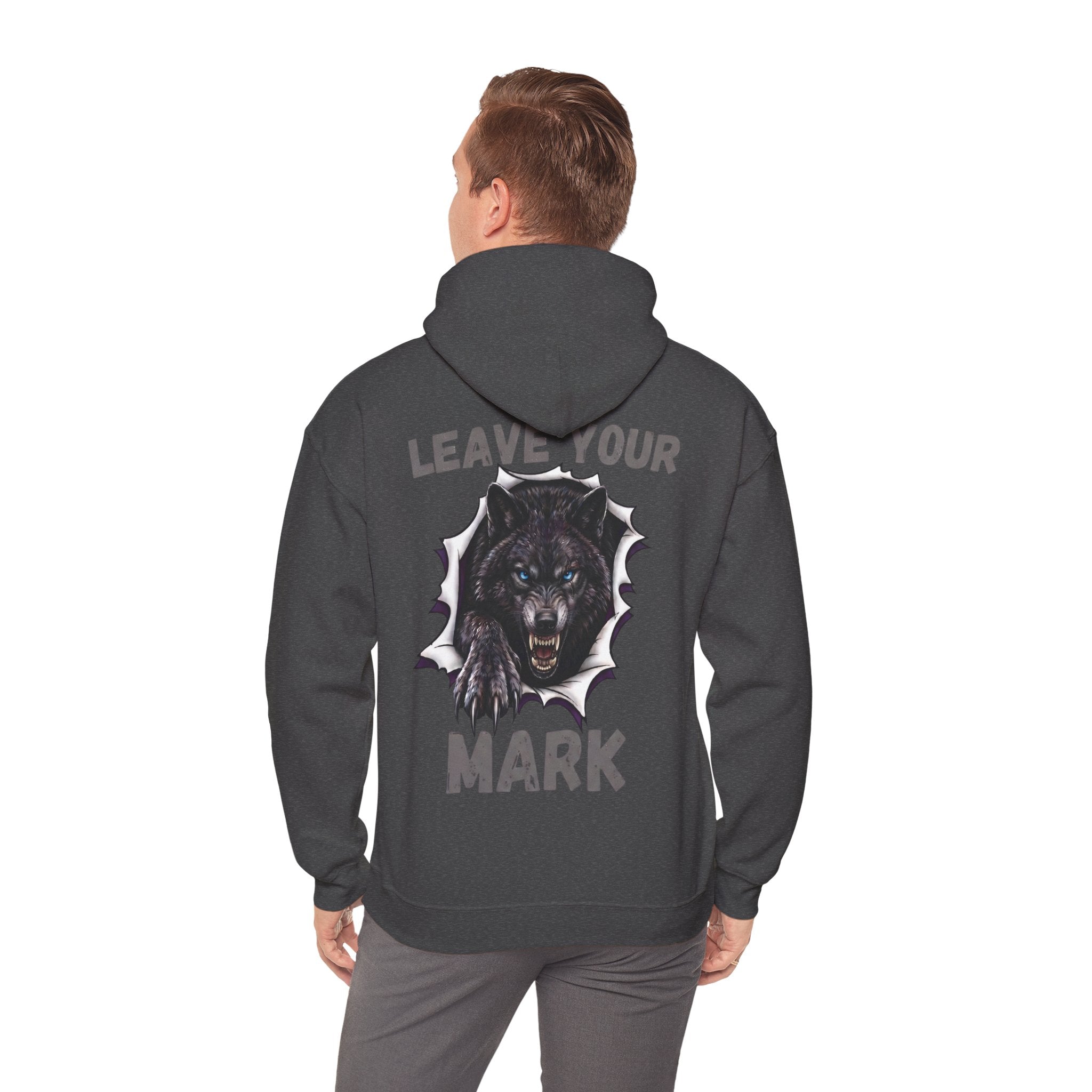 Black Wolf Hoodie "Leave Your Mark" Cyber Crest AW Signature Emblem Pullover drawstring Sweater