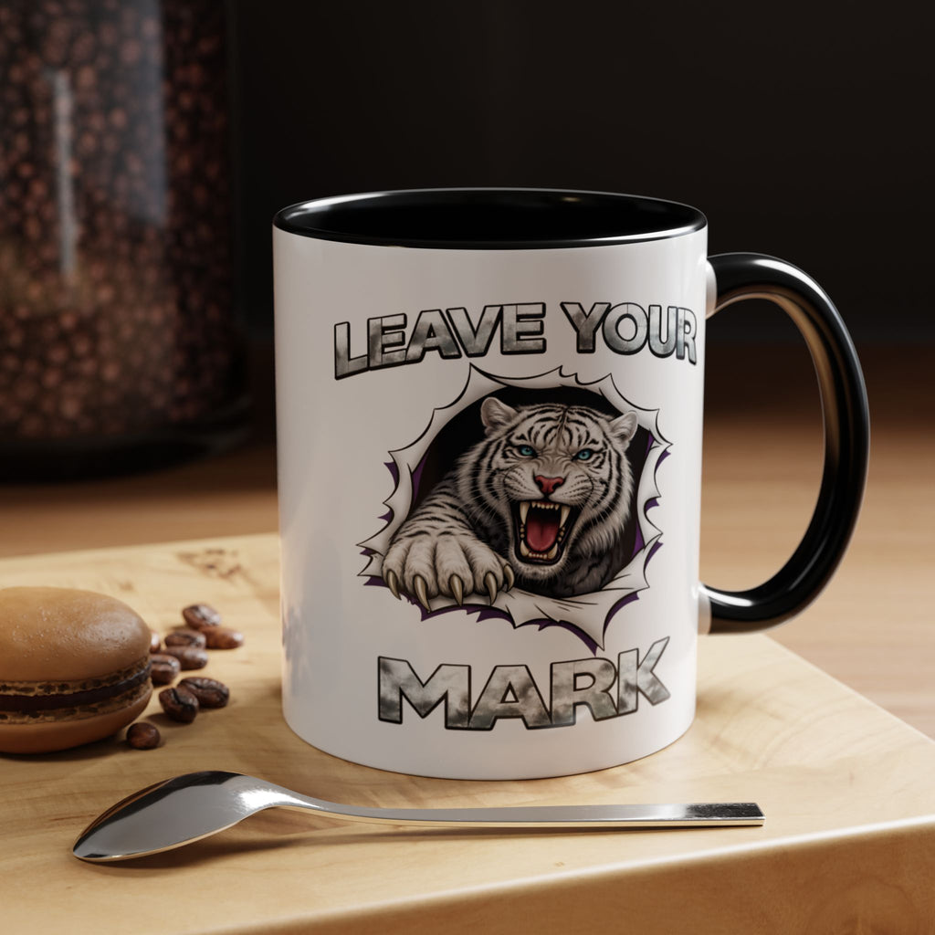 Wild White Tiger "Leave Your Mark" Fierce Animal Accent Coffee Mug