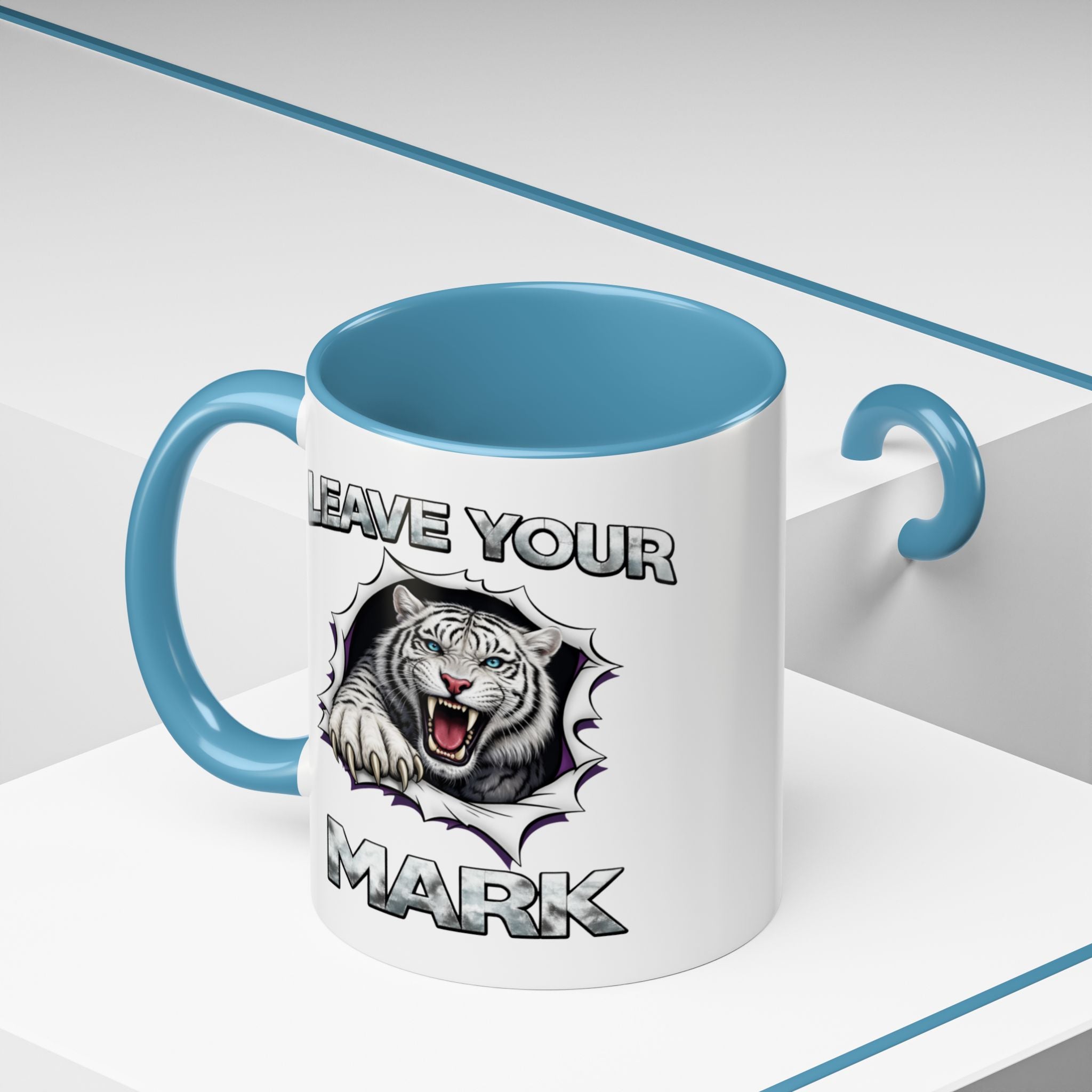 Wild White Tiger "Leave Your Mark" Fierce Animal Accent Coffee Mug