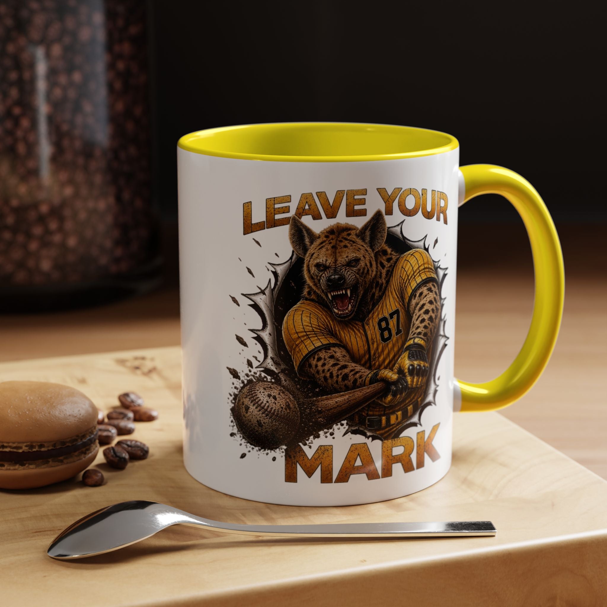 Wild Hyena Baseball  "Leave Your Mark" Fierce Animal Sports Accent Coffee Mug