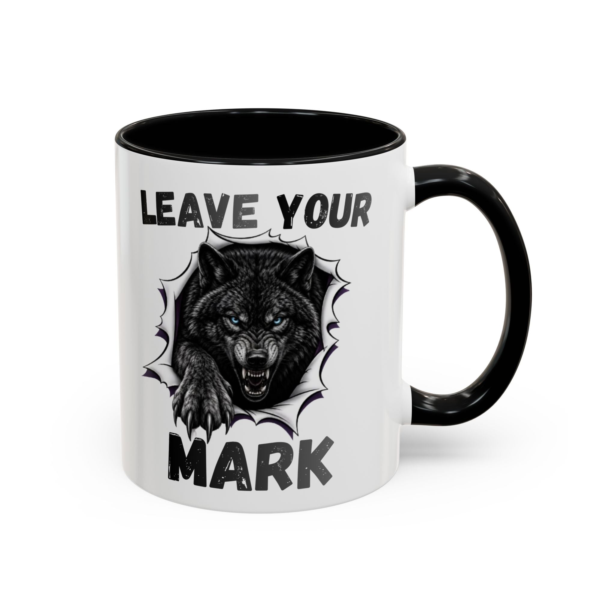 Wild Black Wolf "Leave Your Mark" Fierce Animal Accent Coffee Mug