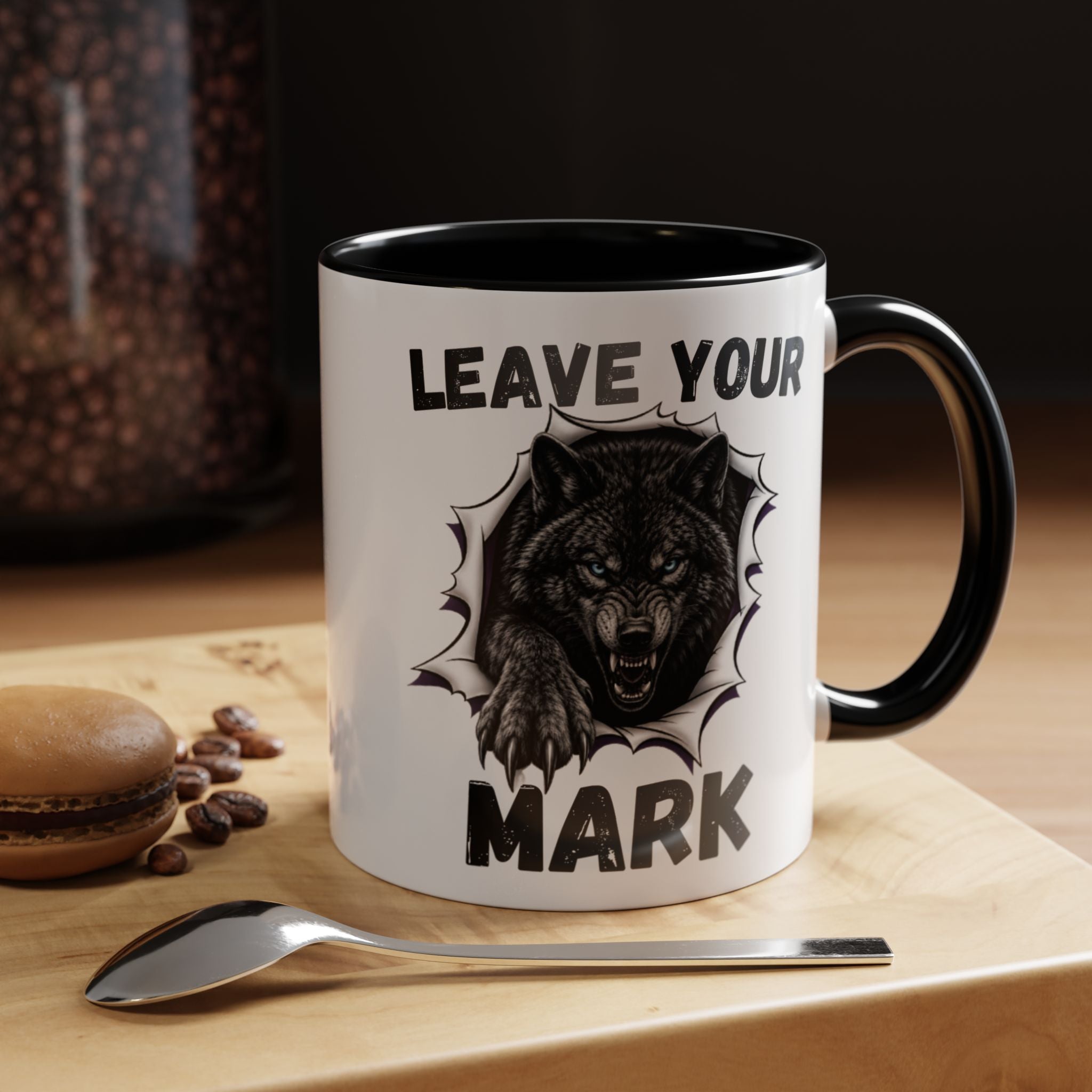 Wild Black Wolf "Leave Your Mark" Fierce Animal Accent Coffee Mug