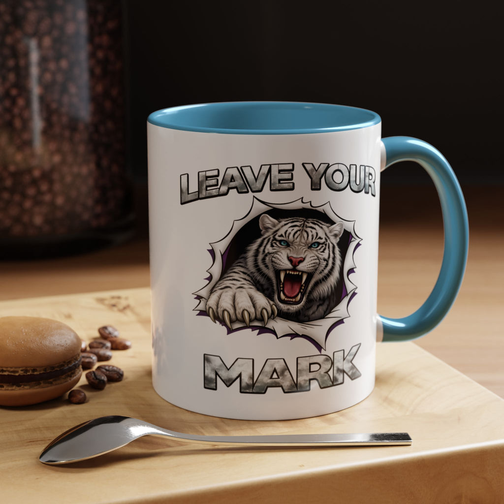 Wild White Tiger "Leave Your Mark" Fierce Animal Accent Coffee Mug