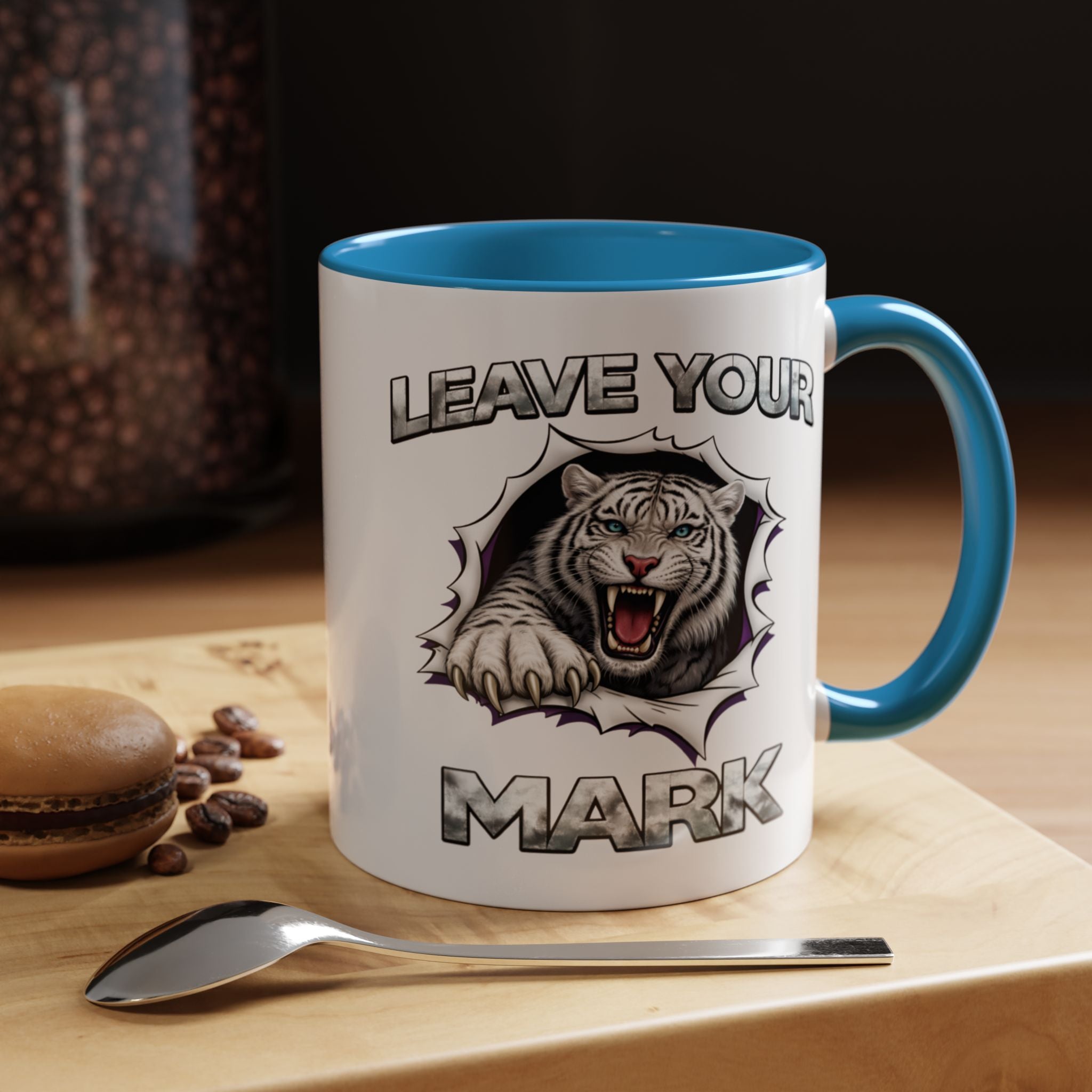 Wild White Tiger "Leave Your Mark" Fierce Animal Accent Coffee Mug
