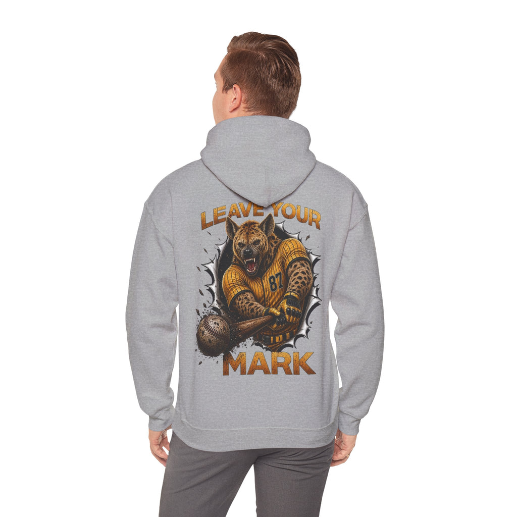 Hyena Baseball Graphic Sports Hoodie  "Leave Your Mark" Cyber Crest AW Signature Emblem Logo Pullover Drawstring Sweater
