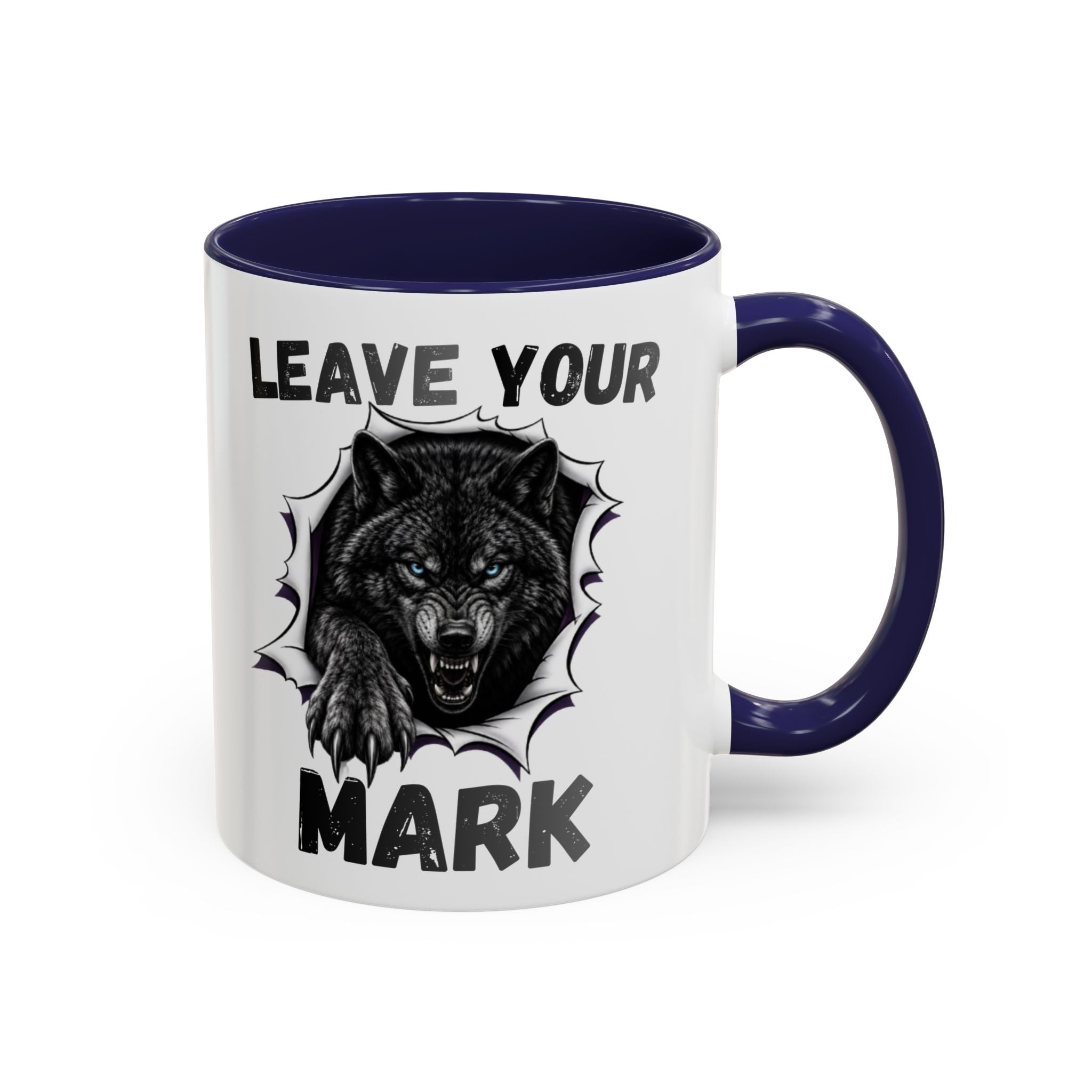 Wild Black Wolf "Leave Your Mark" Fierce Animal Accent Coffee Mug