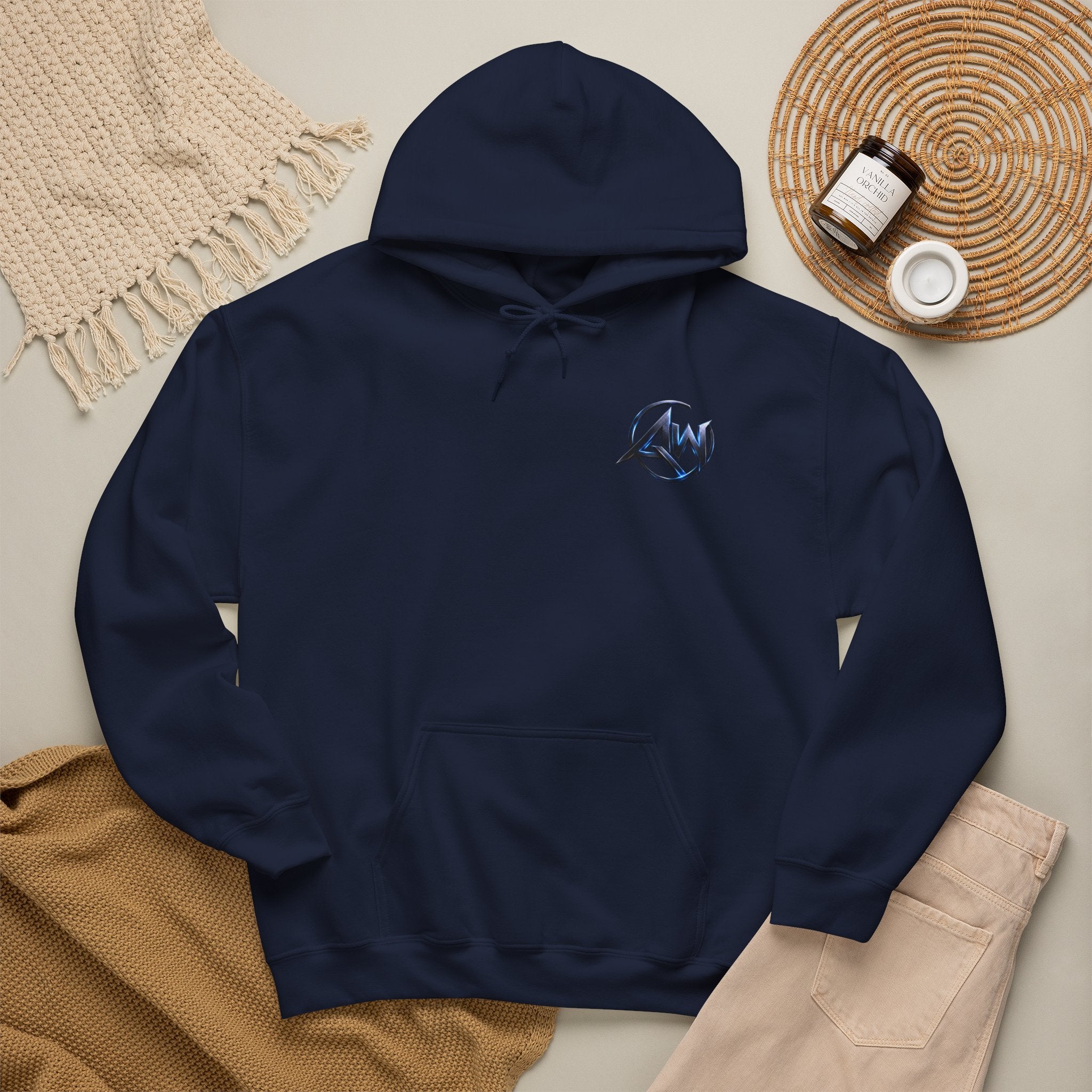 Black Wolf Hoodie "Leave Your Mark" Cyber Crest AW Signature Emblem Pullover drawstring Sweater