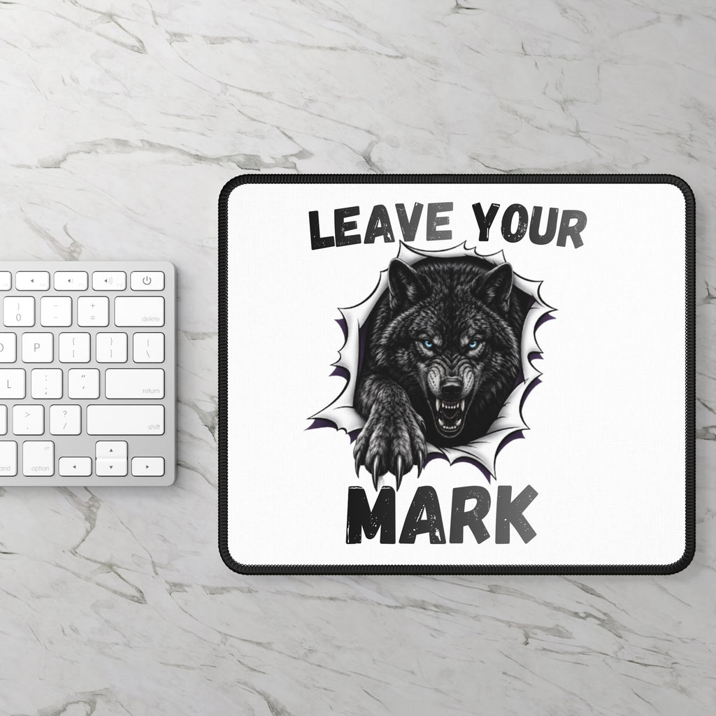 Black Graphic Wolf  "Leave Your Mark" Gaming Mouse Pad