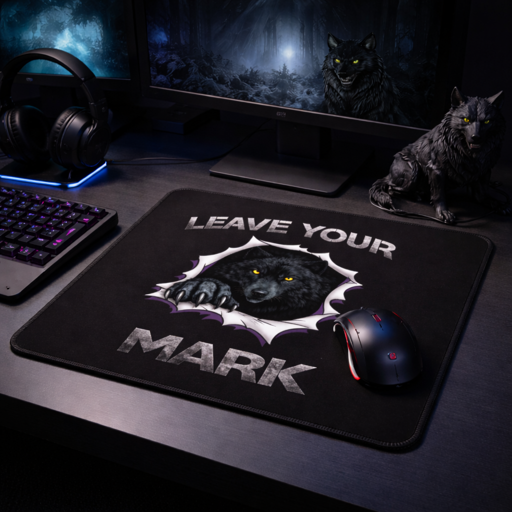 Black Wolf "Leave Your Mark" Gaming Mouse Pad