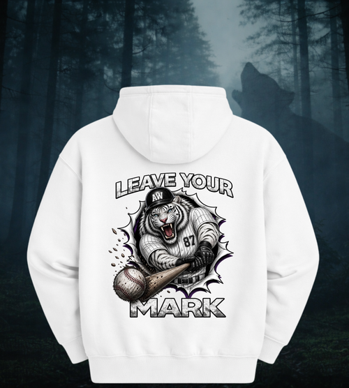 Baseball Tiger Hoodie — "Leave Your Mark" Graphic Fleece Hoodie
