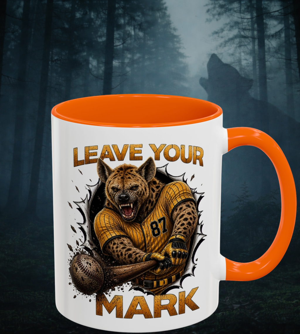 Hyena Baseball  "Leave Your Mark" Collector's Cup Orange & Black Accent Coffee Mug
