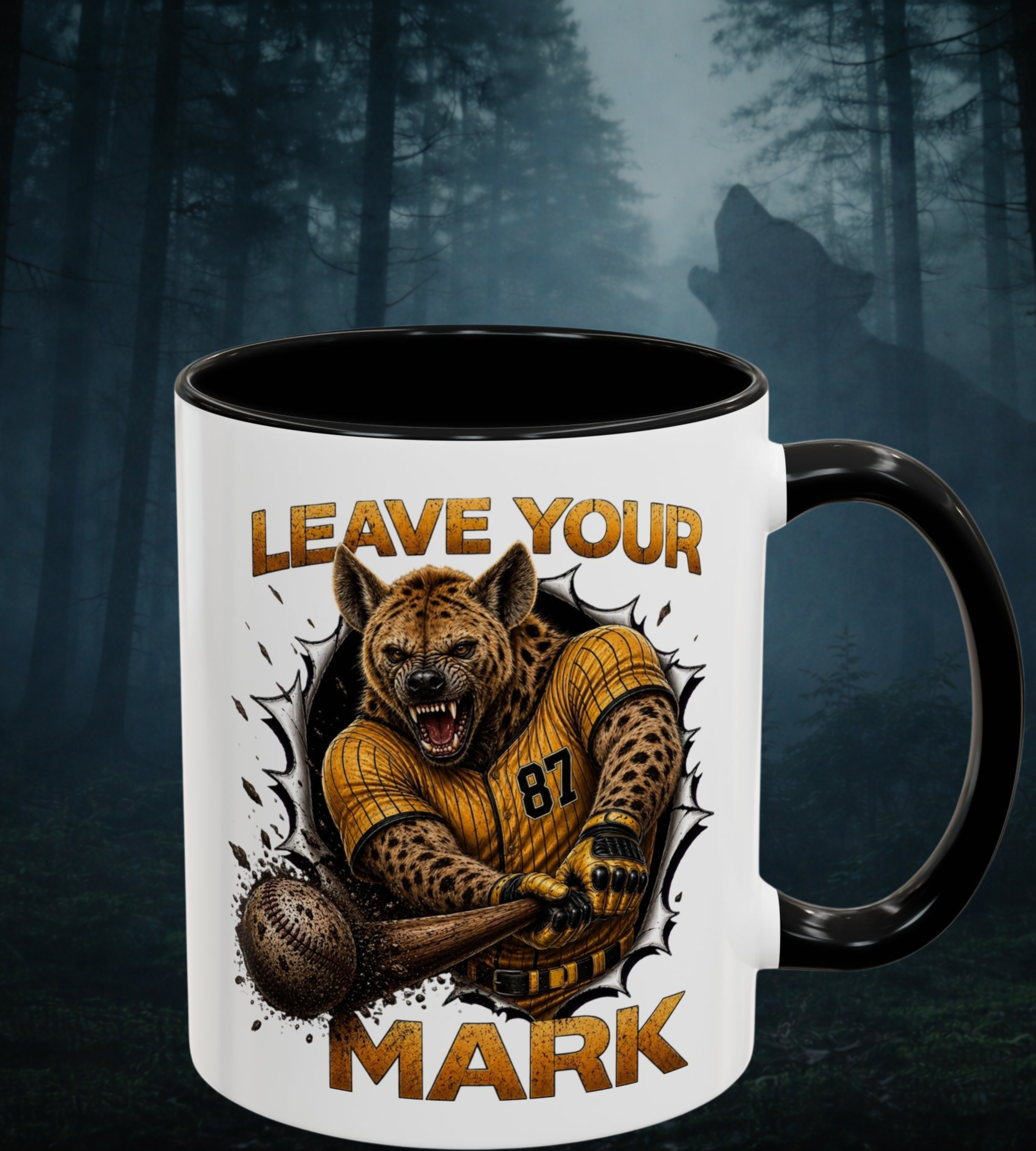 Hyena Baseball  "Leave Your Mark" Collector's Cup Orange & Black Accent Coffee Mug