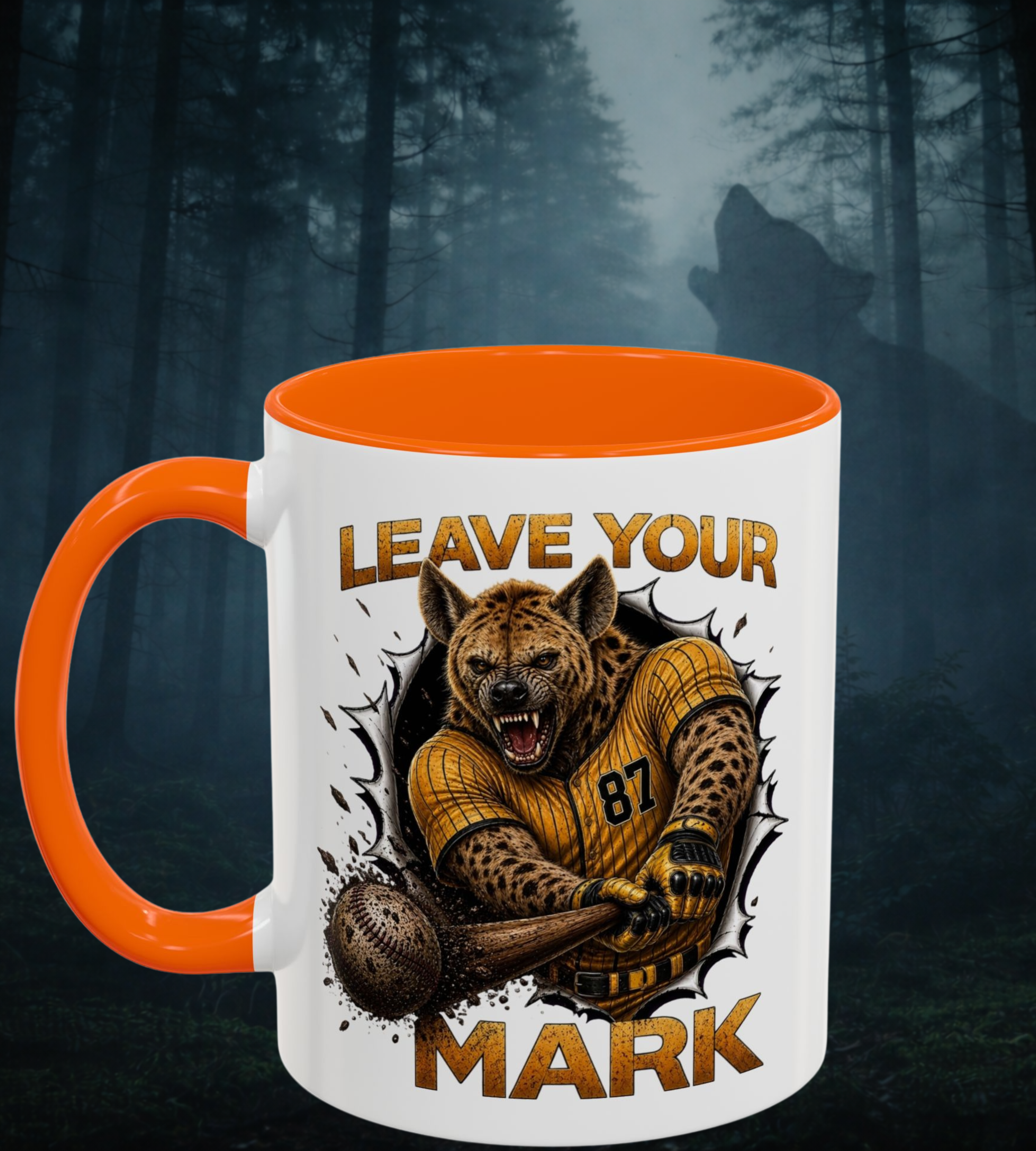 Hyena Baseball  "Leave Your Mark" Collector's Cup Orange & Black Accent Coffee Mug