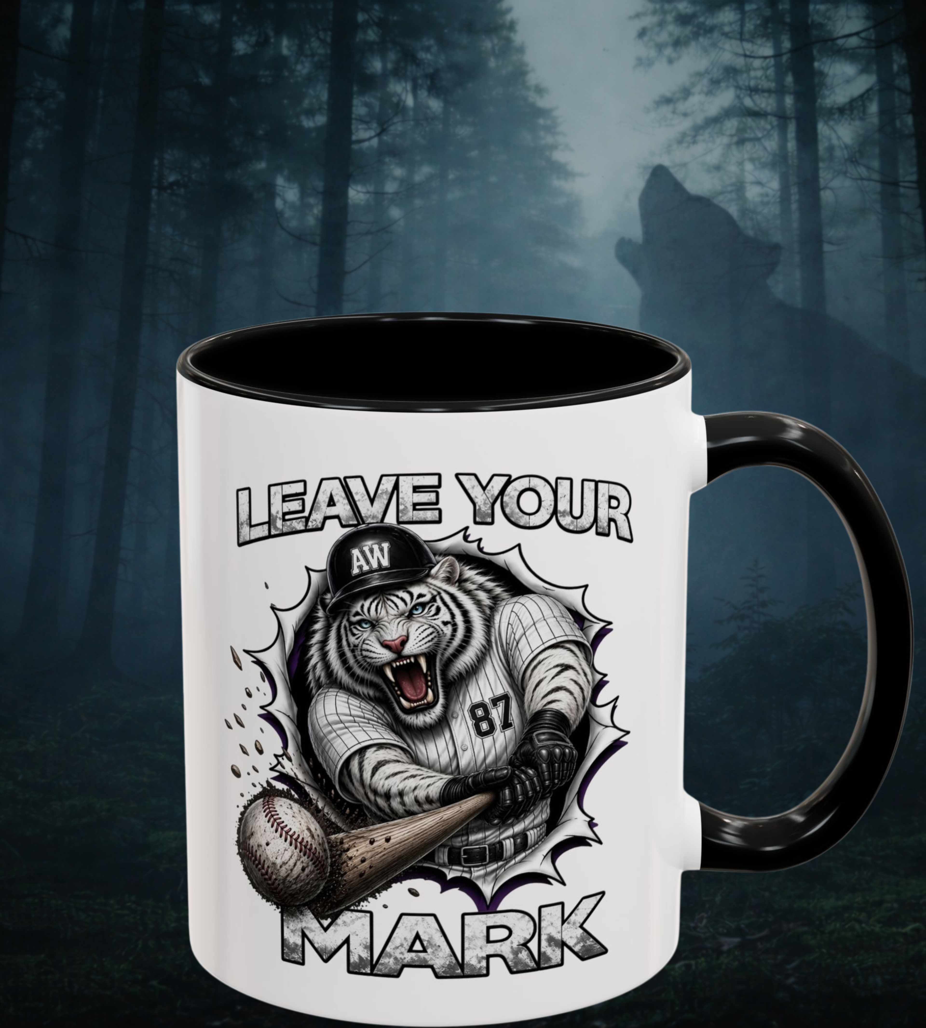 White Tiger Baseball "Leave Your Mark" Collector's Cup Black Accent Coffee Mug