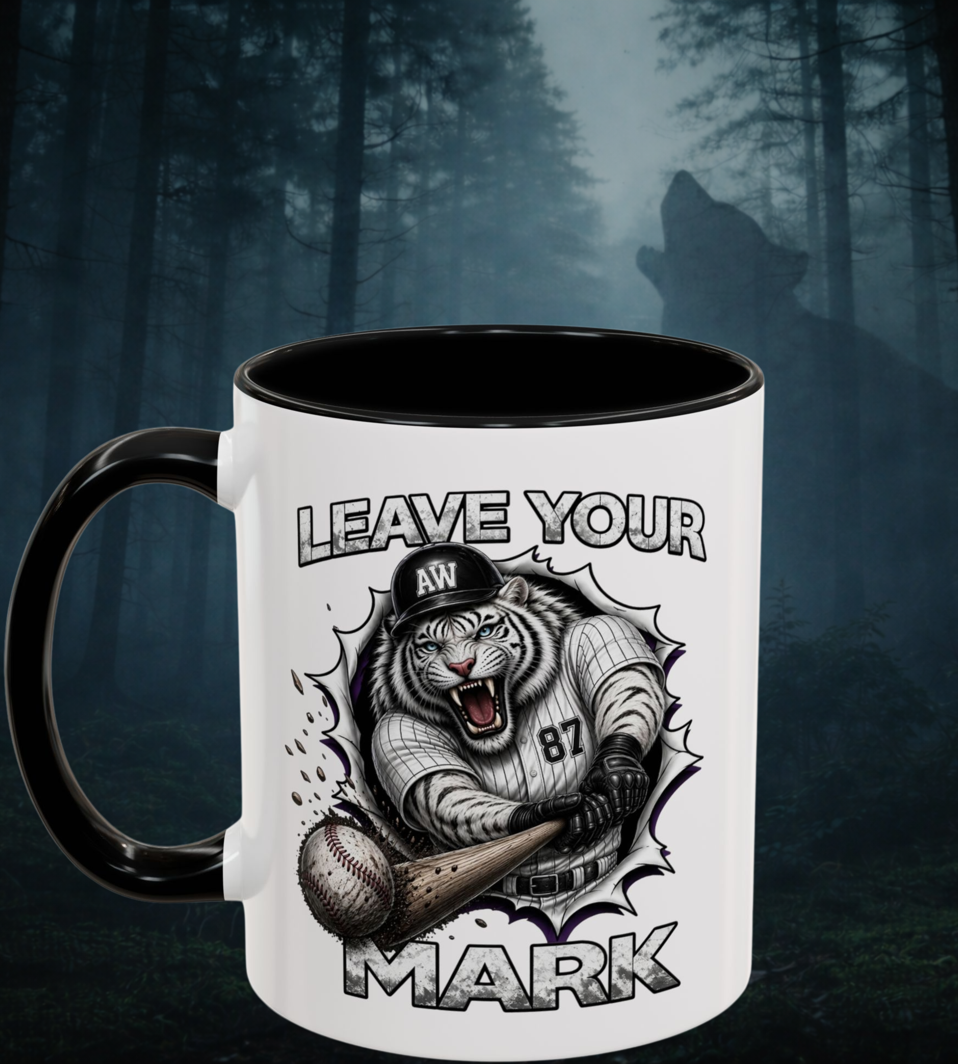 White Tiger Baseball "Leave Your Mark" Collector's Cup Black Accent Coffee Mug