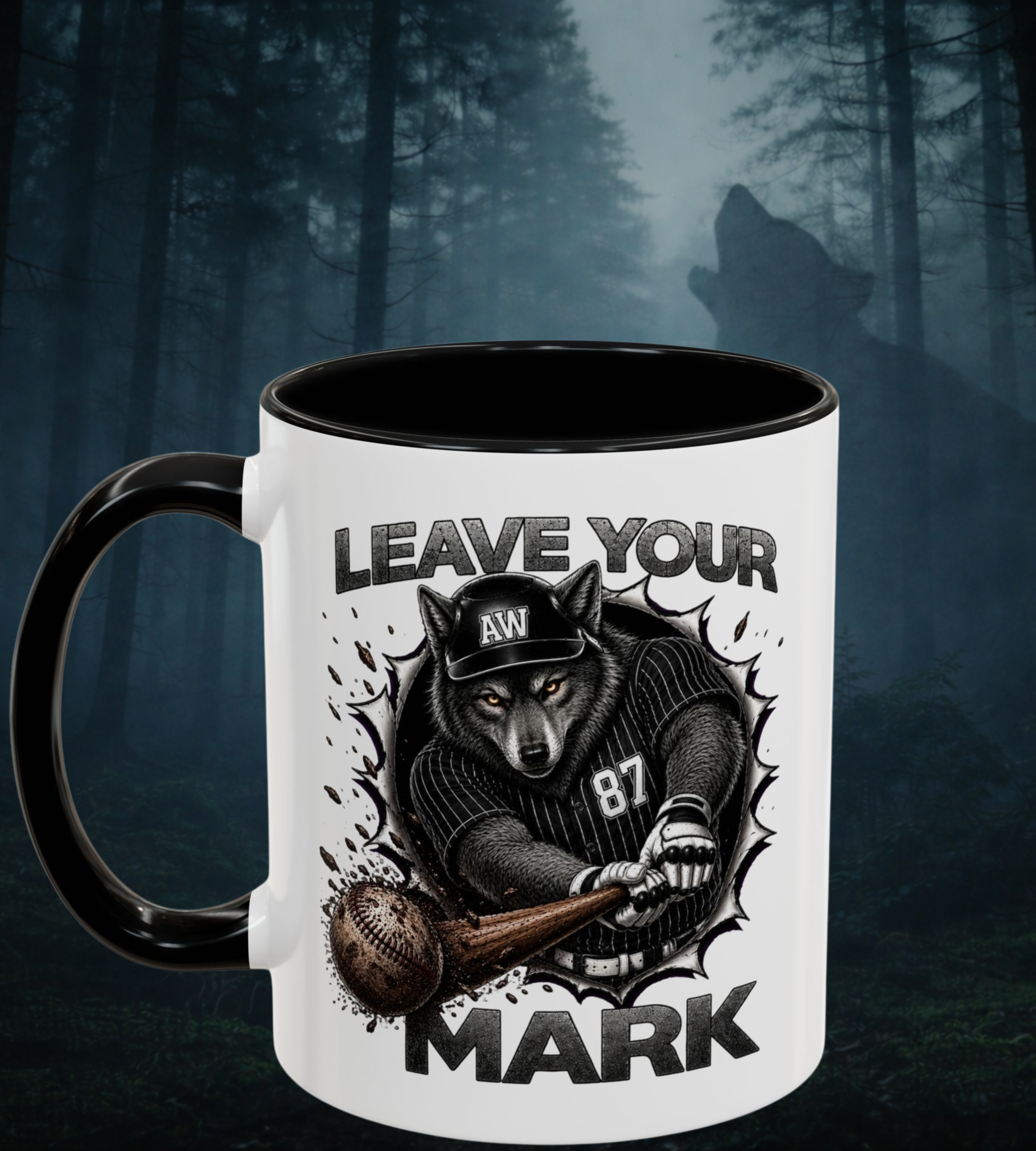 Black Wolf Baseball "Leave Your Mark" Collector's Black Accent Coffee Mug