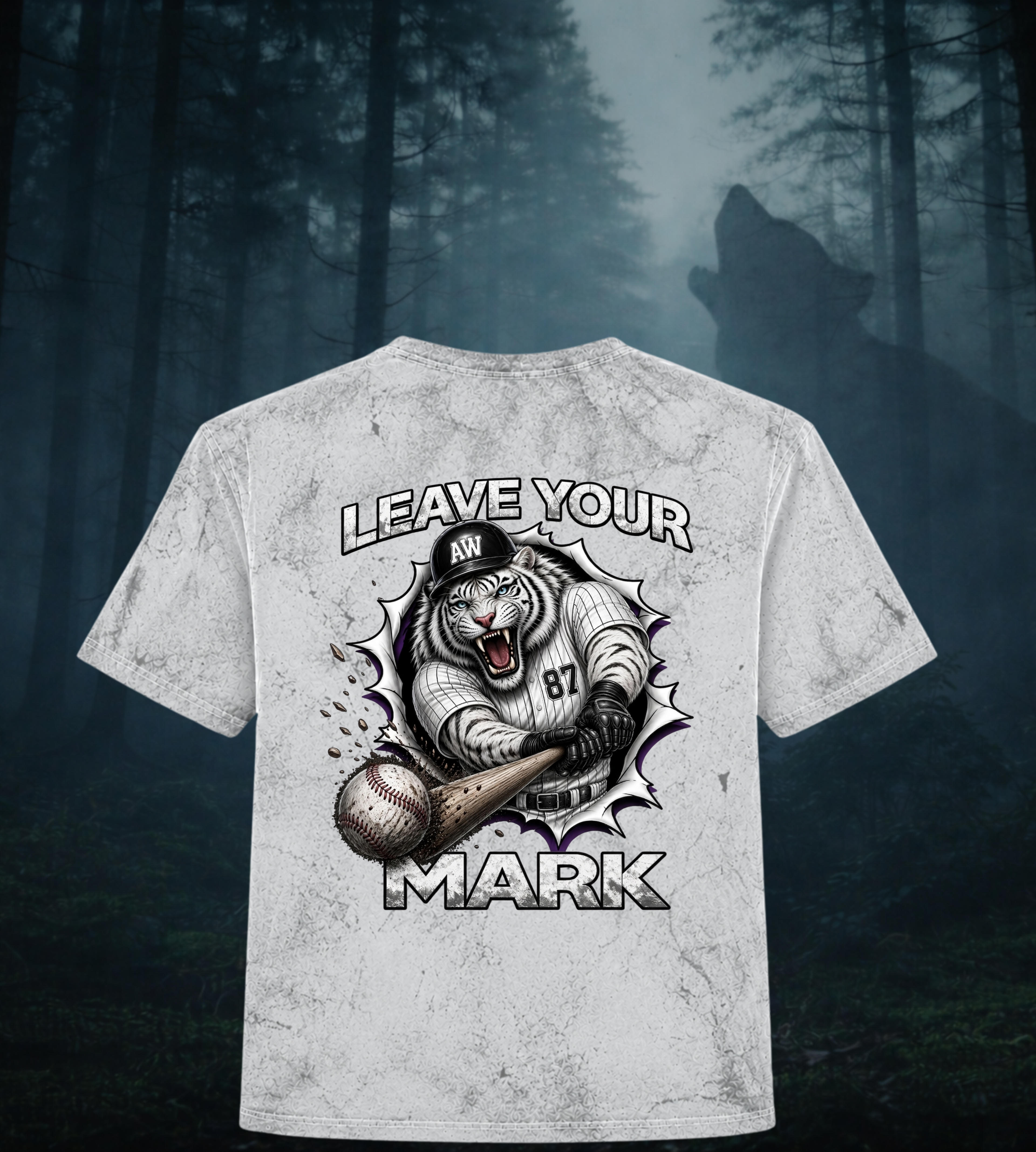 White Tiger Baseball 'Leave Your Mark' Tie-Dye Smoke & Fern T-Shirt