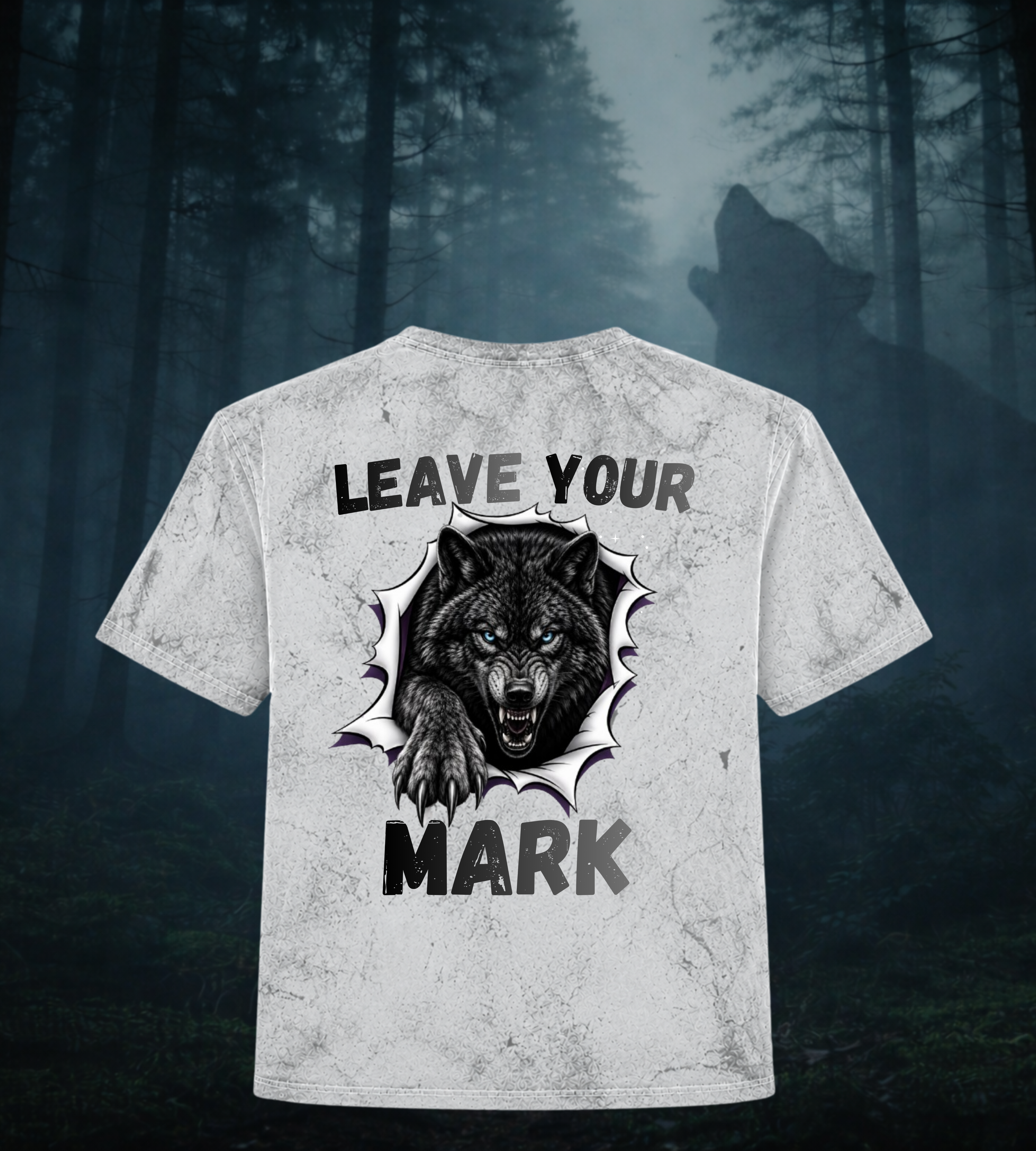 Black Wolf  'Leave Your Mark' Tie-Dye Smoke & Fern T-Shirt
