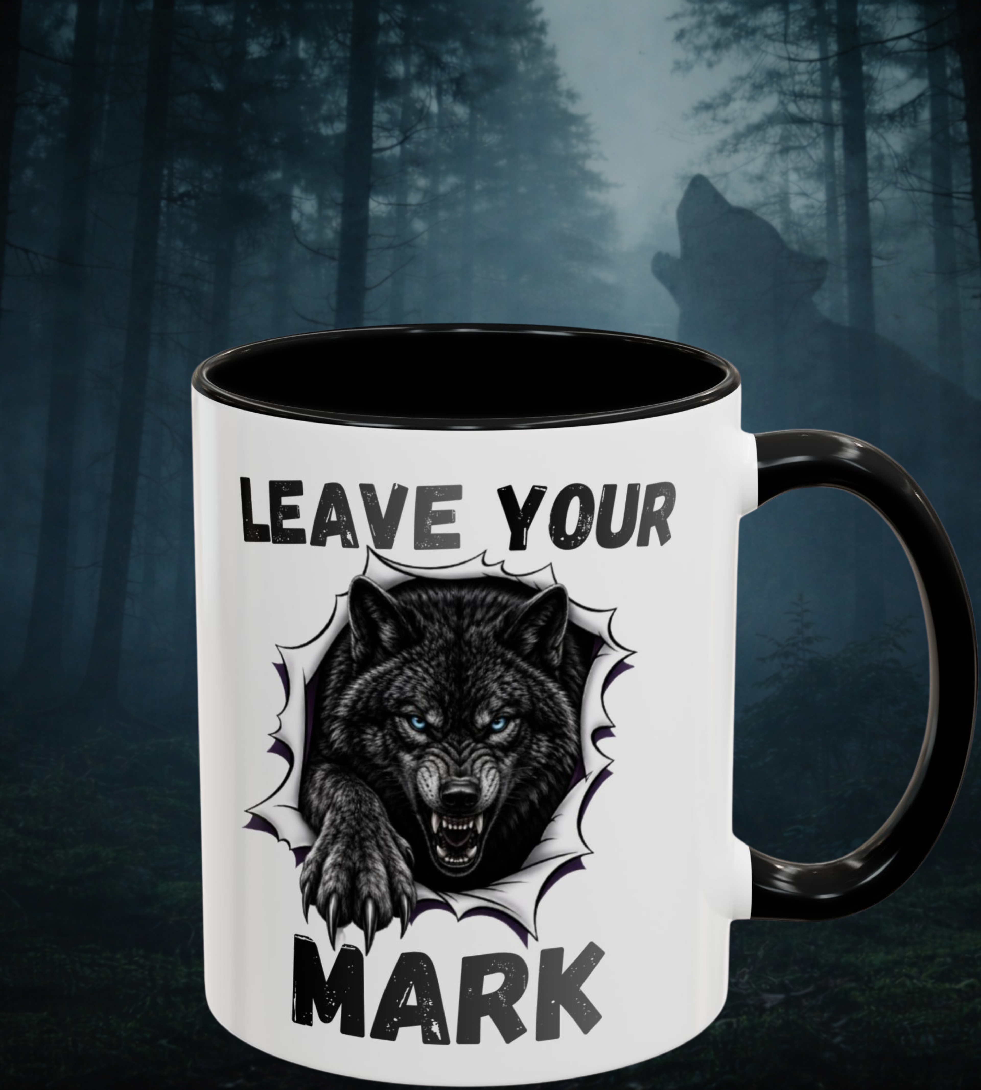 Black Wolf "Leave Your Mark" Collector's Black Accent Coffee Mug