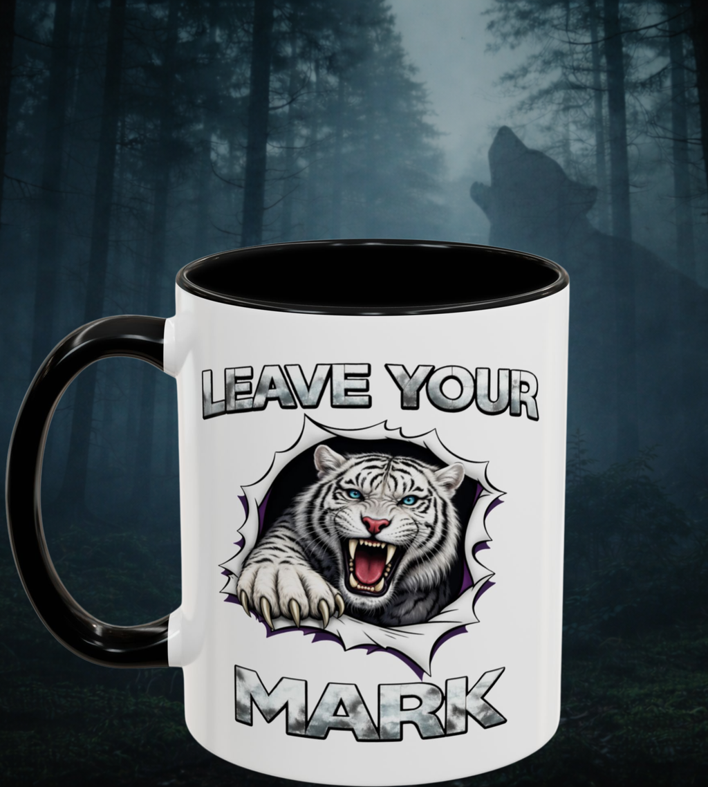 White Tiger Collectors Cup "Leave Your Mark" Black Accent Coffee Mug