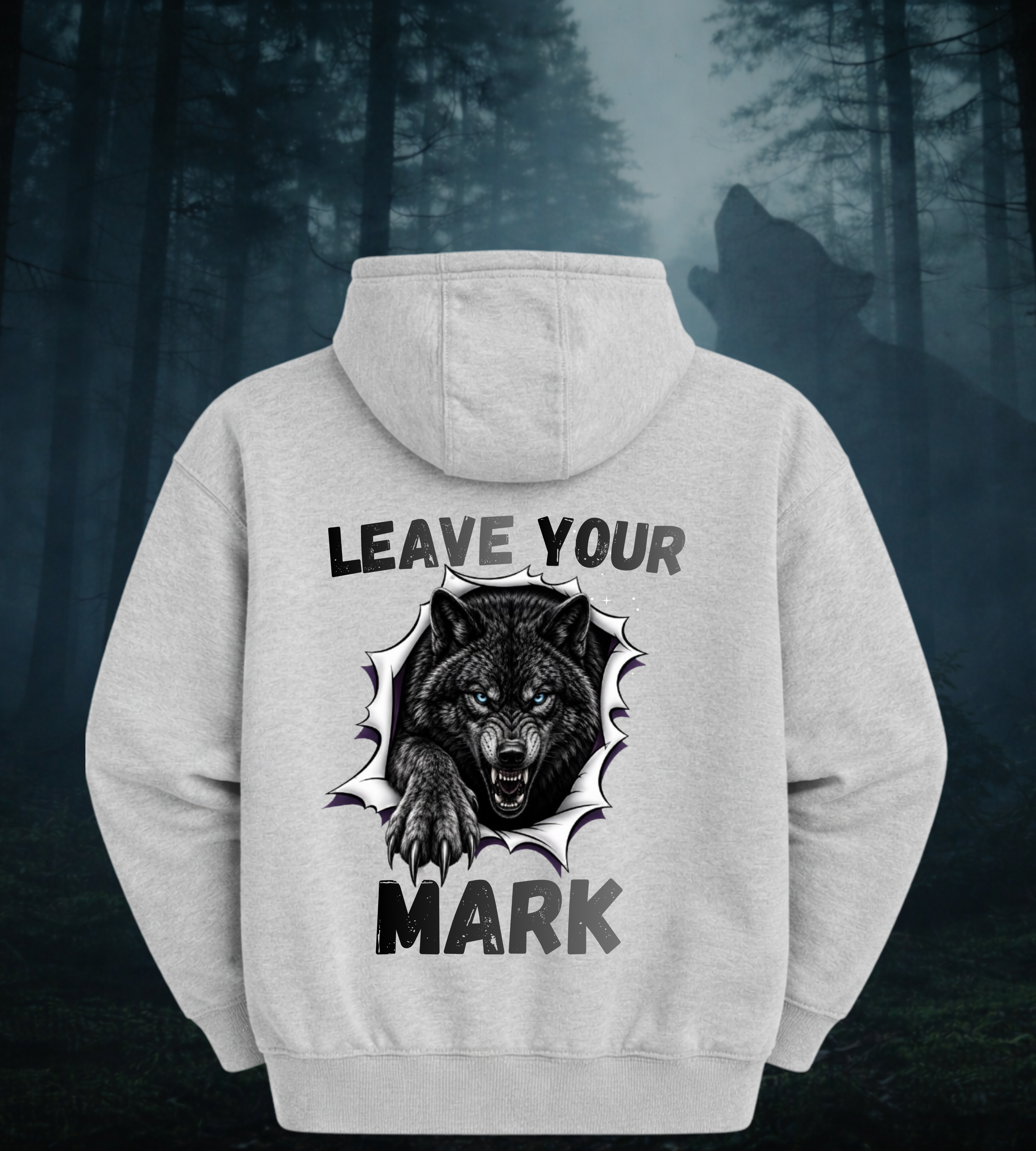 Black Graphic Wolf Hoodie "Leave Your Mark" 87 Series Limited Edition