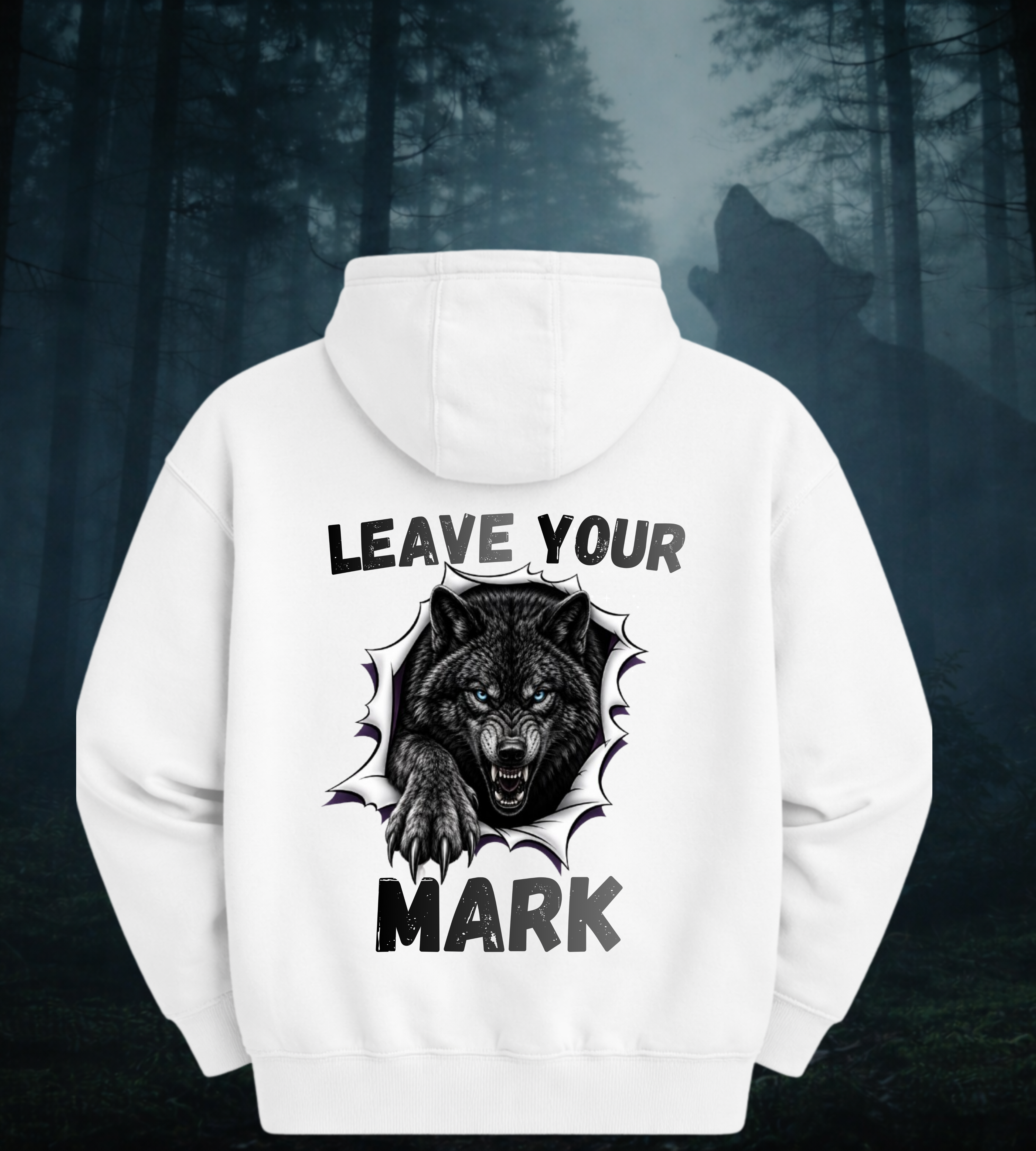 Black Graphic Wolf Hoodie "Leave Your Mark" 87 Series Limited Edition