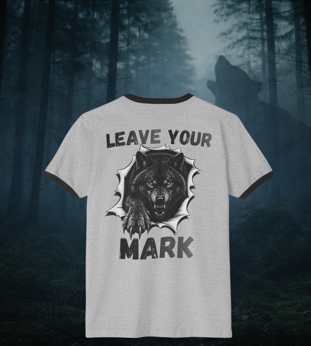 Black Graphic Wolf Ringer T-Shirt "Leave Your Mark" 87 Series Limited Edition