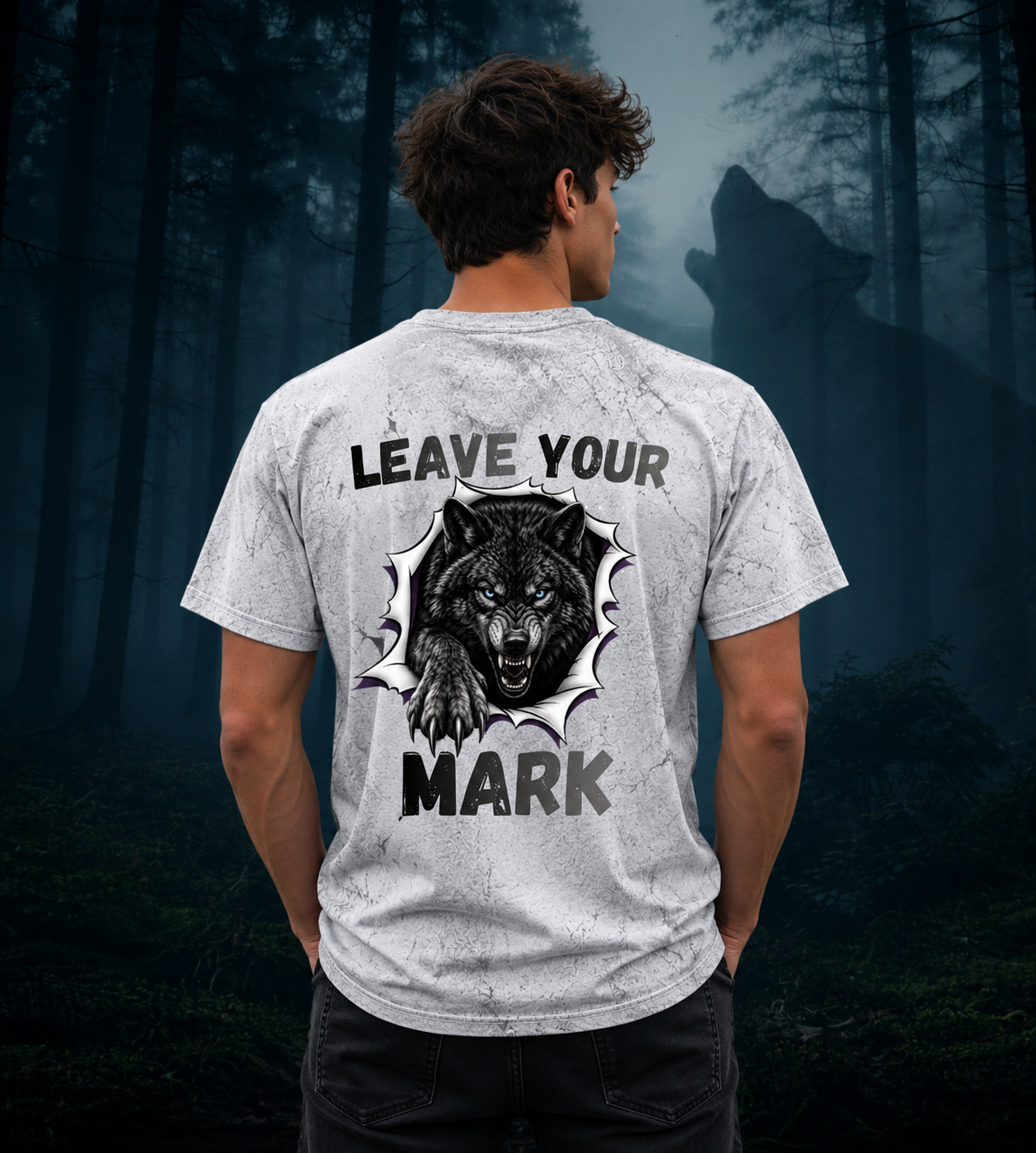 Black Wolf  'Leave Your Mark' Tie-Dye Smoke & Fern T-Shirt