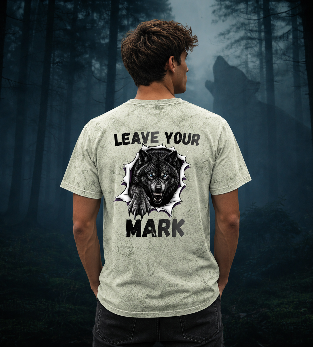 Black Wolf  'Leave Your Mark' Tie-Dye Smoke & Fern T-Shirt