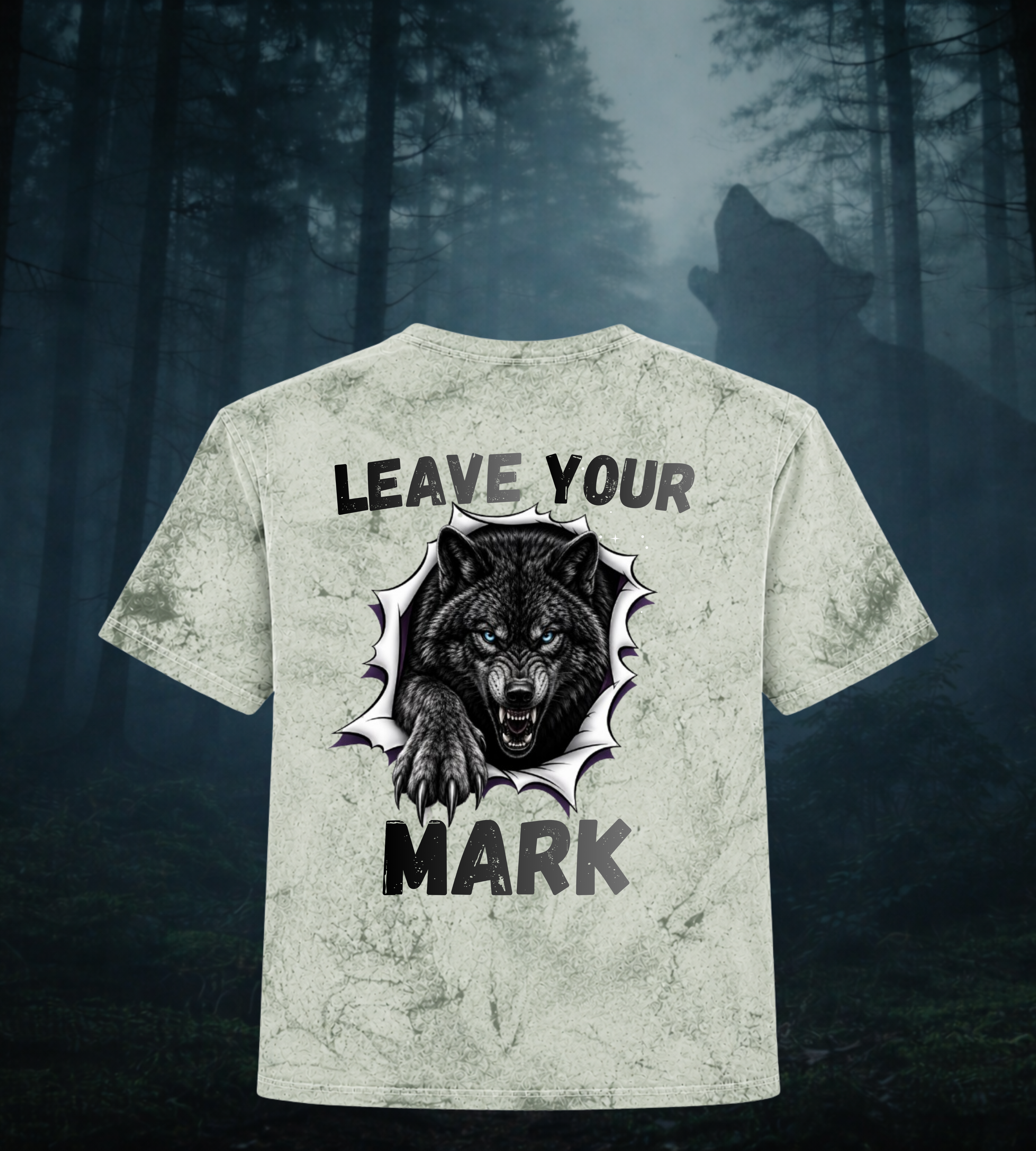 Black Wolf  'Leave Your Mark' Tie-Dye Smoke & Fern T-Shirt