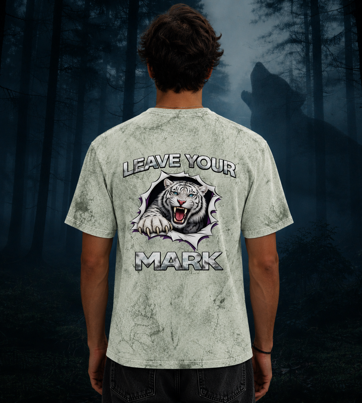 White Tiger 'Leave Your Mark' Tie-Dye Smoke & Fern T-Shirt