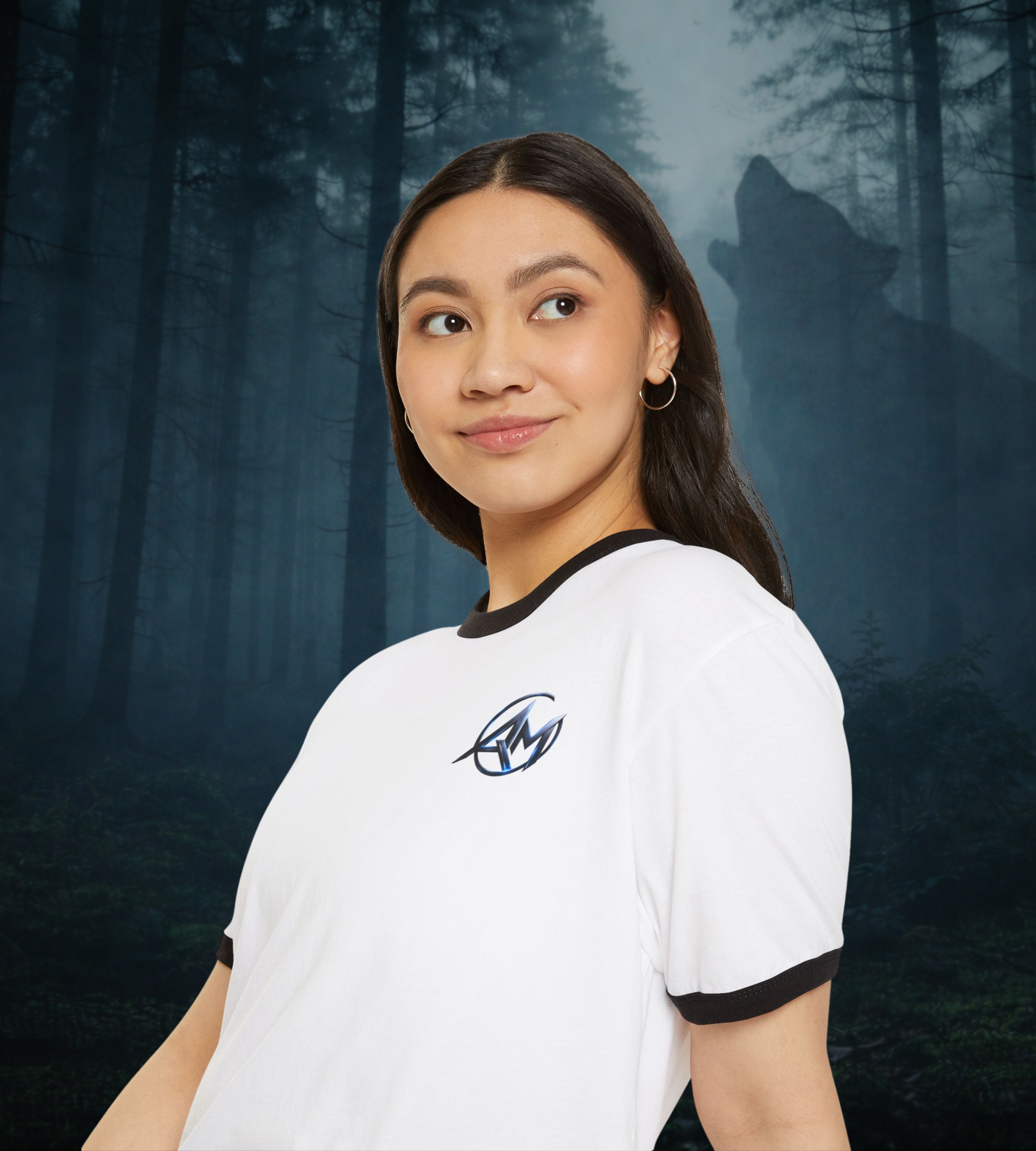 Americanwolf-AM Brand Signature Logo Vintage Ringer T-Shirt
