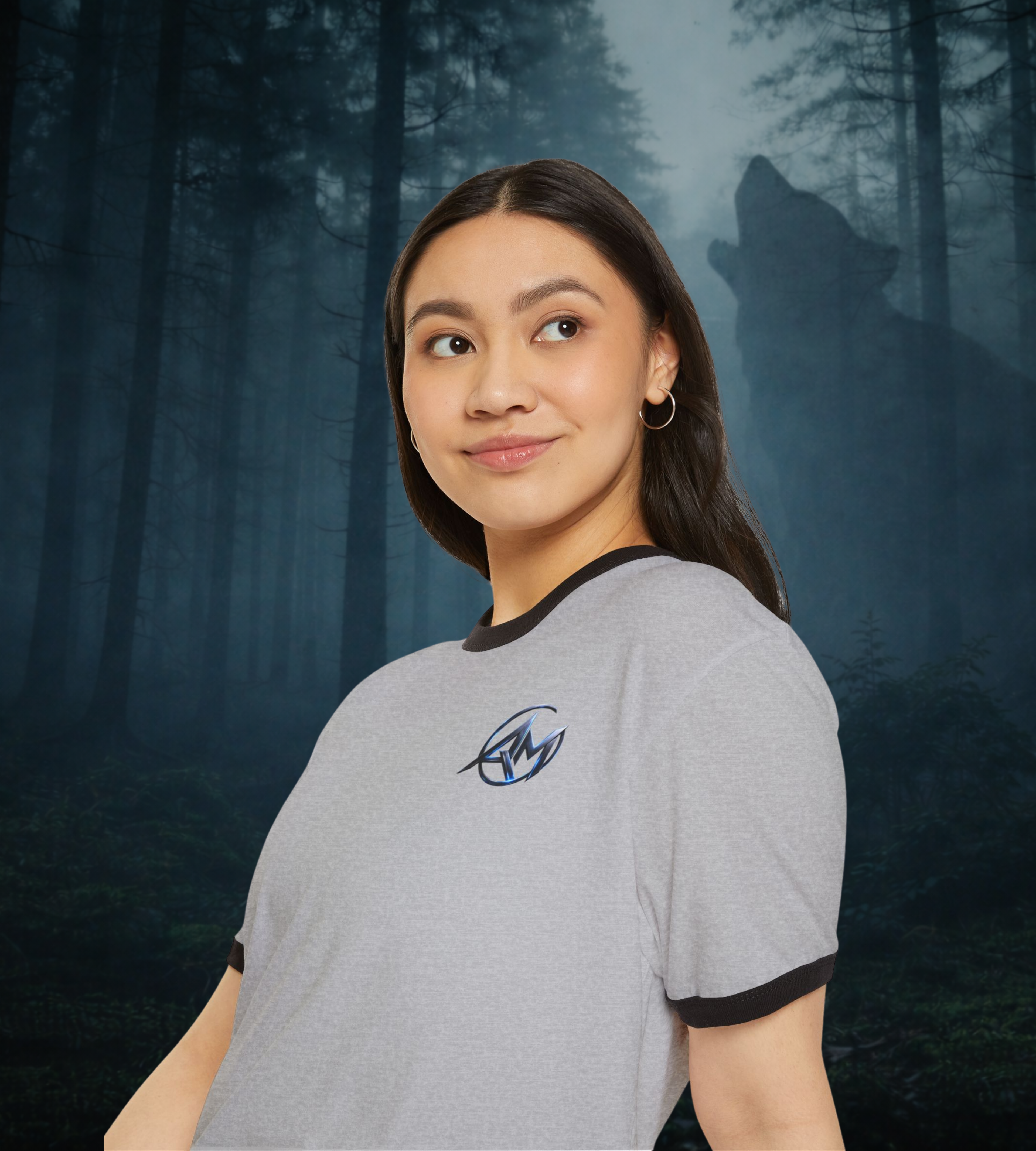 Americanwolf-AM Brand Signature Logo Vintage Ringer T-Shirt