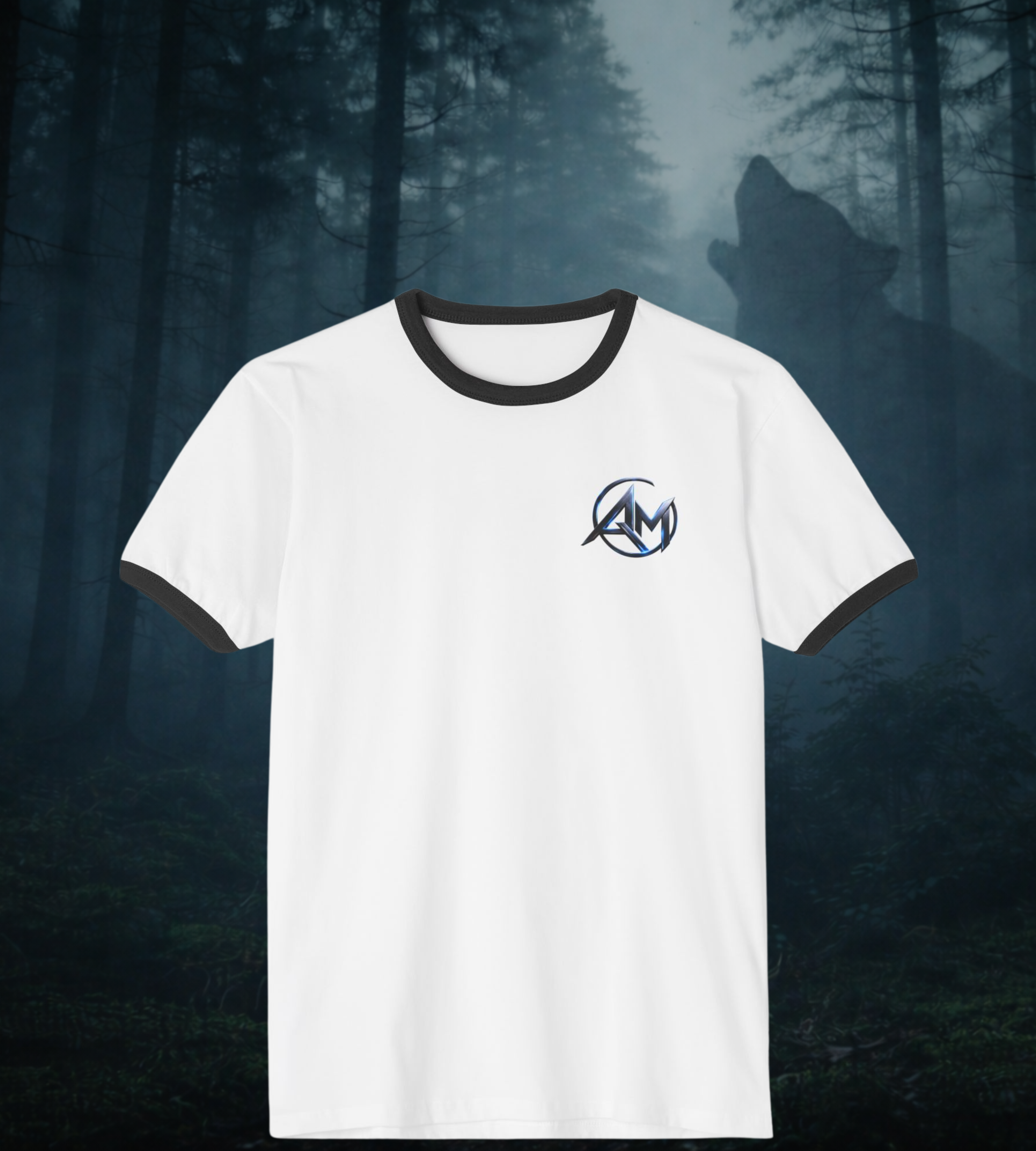 Americanwolf-AM Brand Signature Logo Vintage Ringer T-Shirt