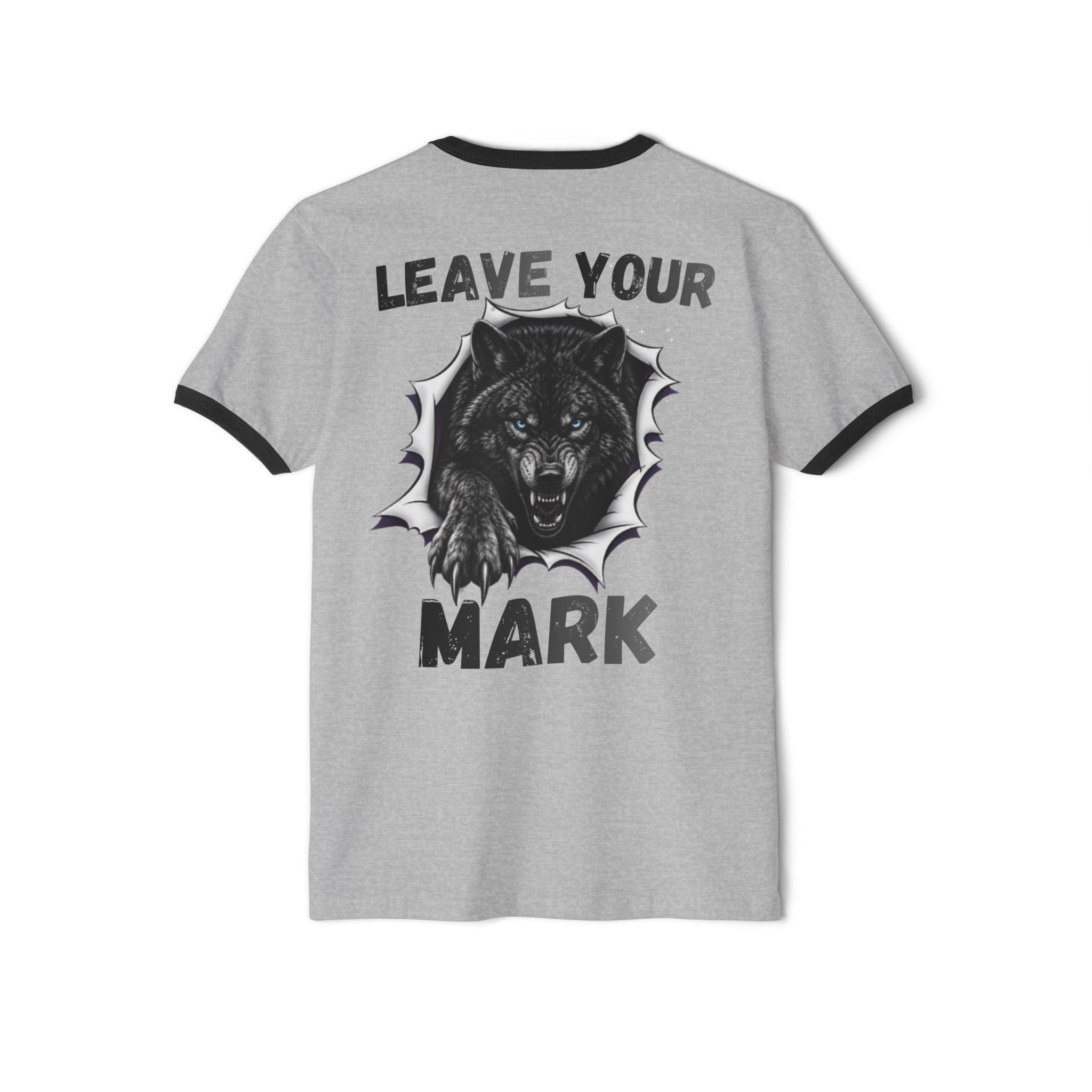 Black Graphic Wolf Ringer T-Shirt "Leave Your Mark" 87 Series Limited Edition