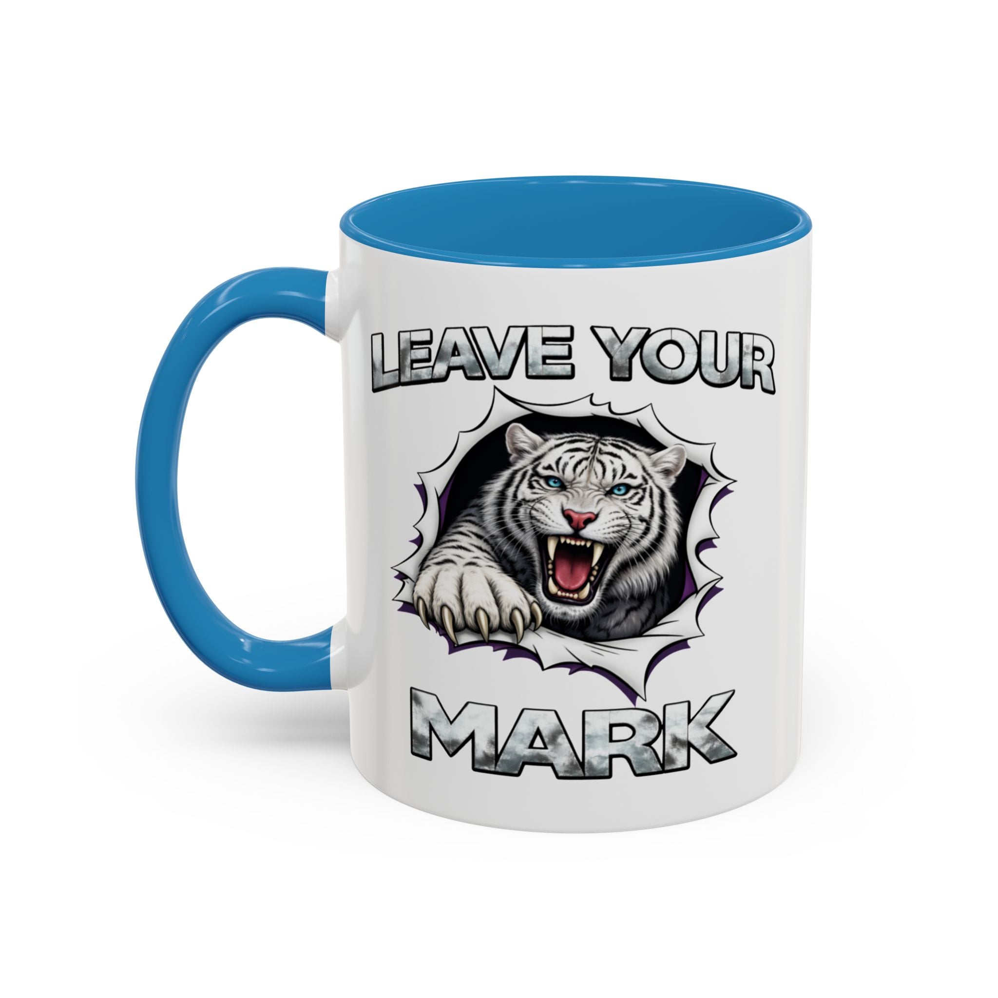 Wild White Tiger "Leave Your Mark" Fierce Animal Accent Coffee Mug