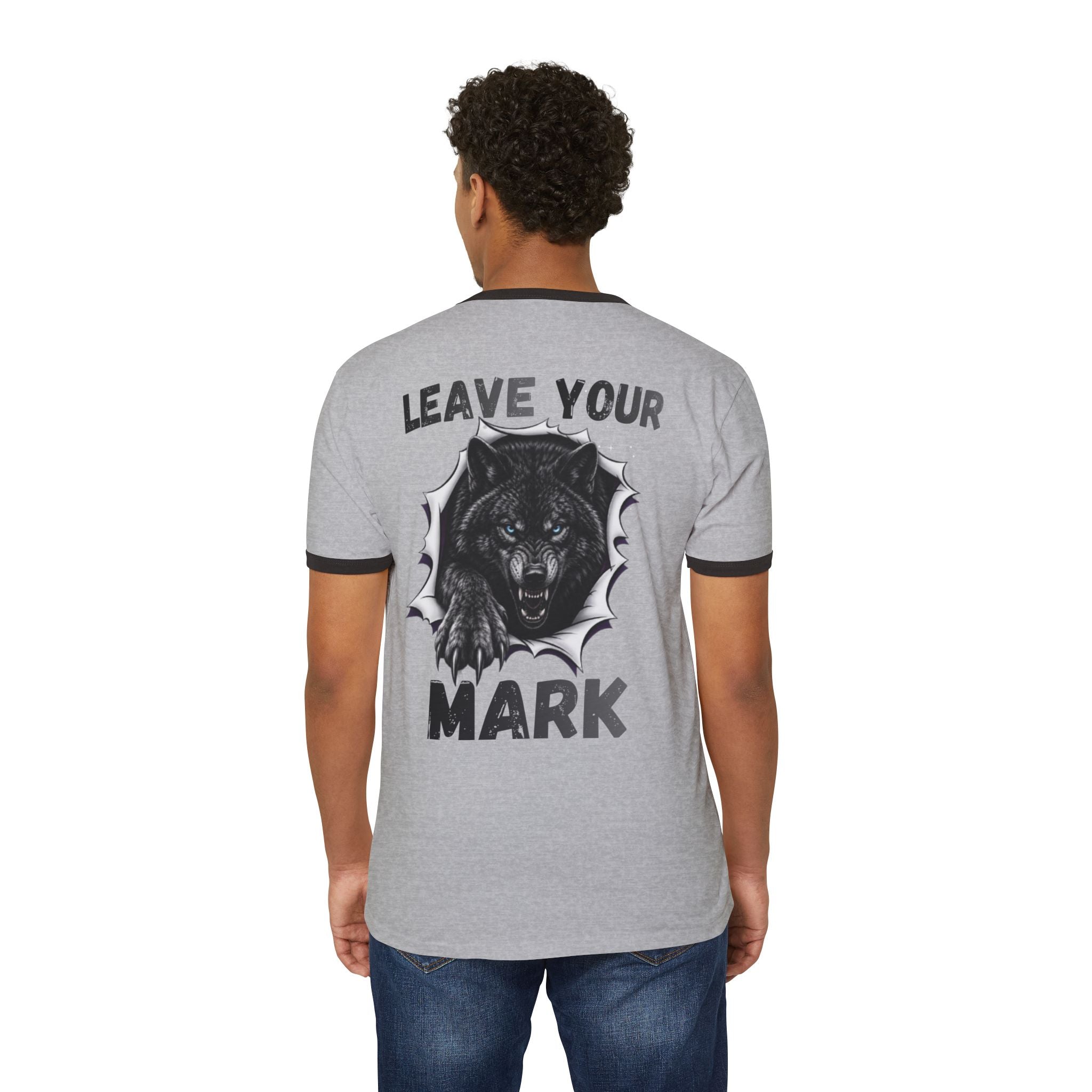 Black Graphic Wolf Ringer T-Shirt "Leave Your Mark" 87 Series Limited Edition
