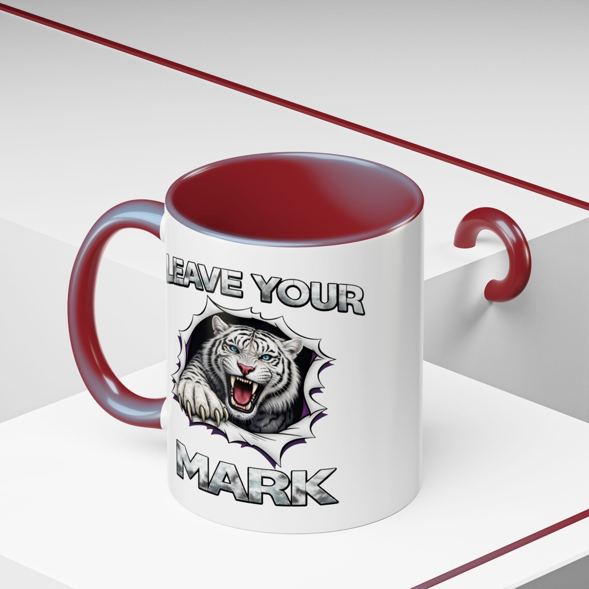 Wild White Tiger "Leave Your Mark" Fierce Animal Accent Coffee Mug