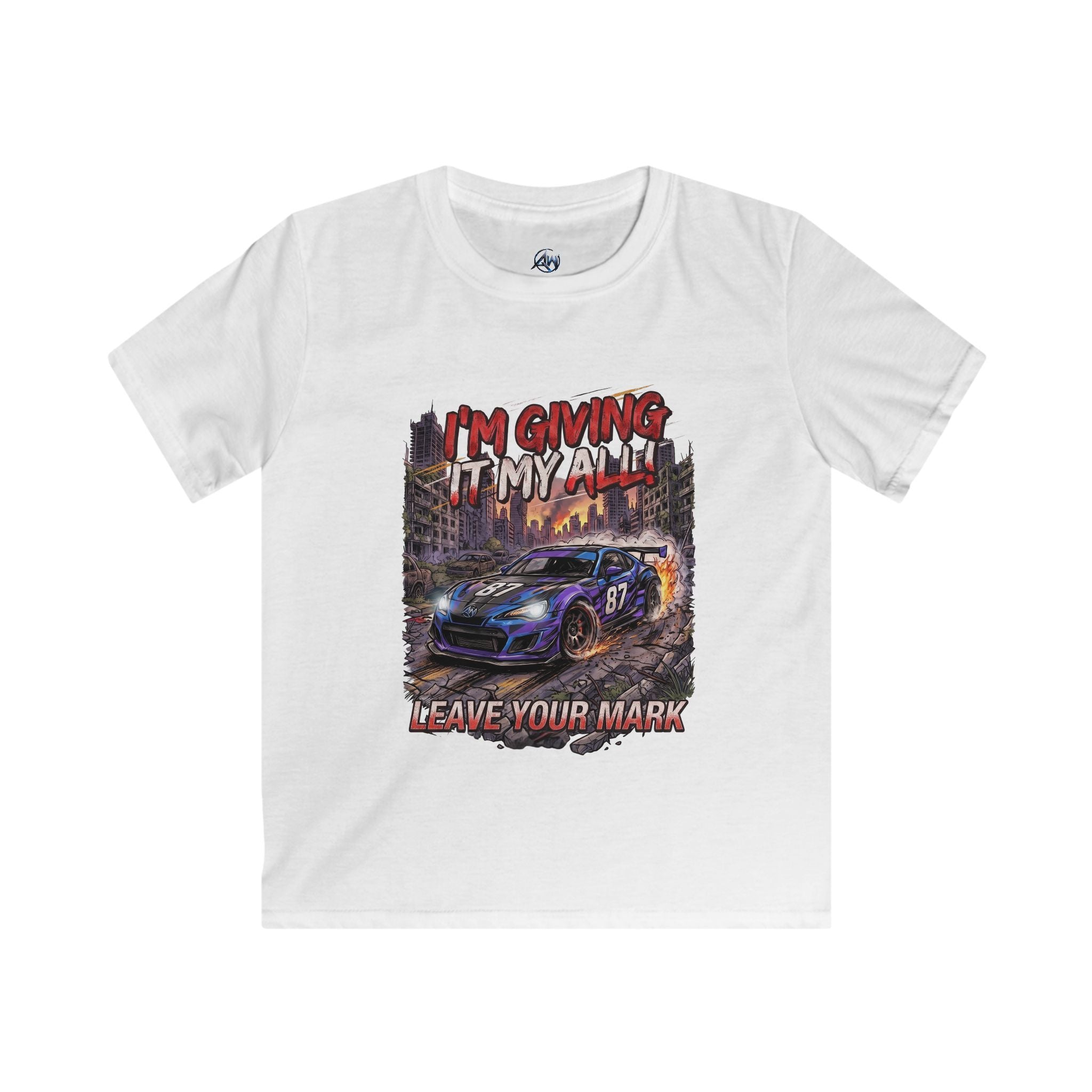Kids Racing T-Shirt "I'm Giving It My All – Leave Your Mark"