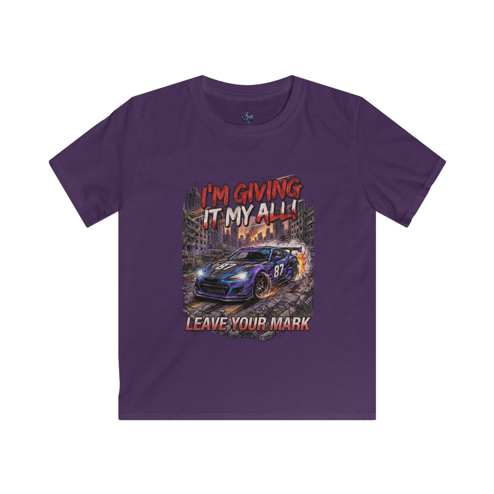 Kids Racing T-Shirt "I'm Giving It My All – Leave Your Mark"