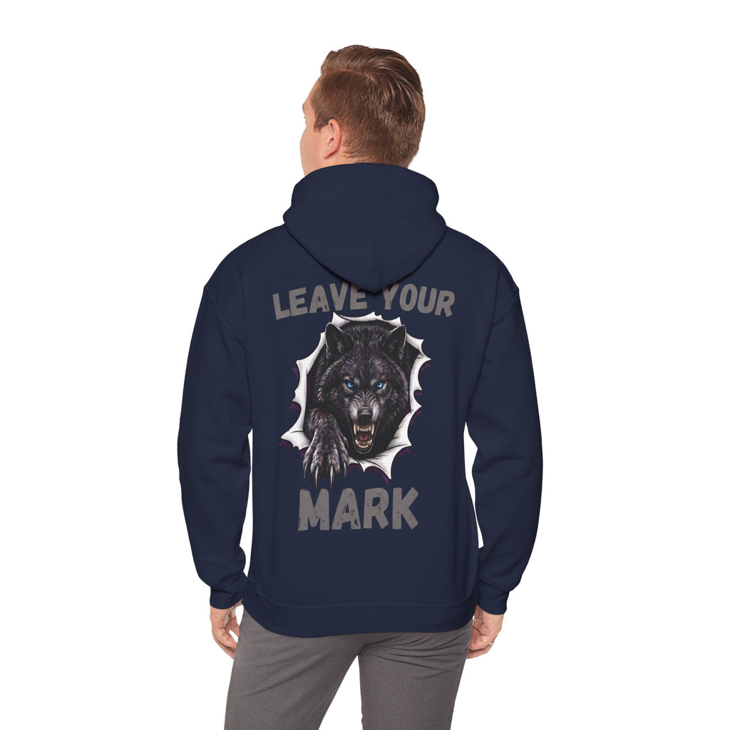 Black Wolf Hoodie "Leave Your Mark" Cyber Crest AW Signature Emblem Pullover drawstring Sweater