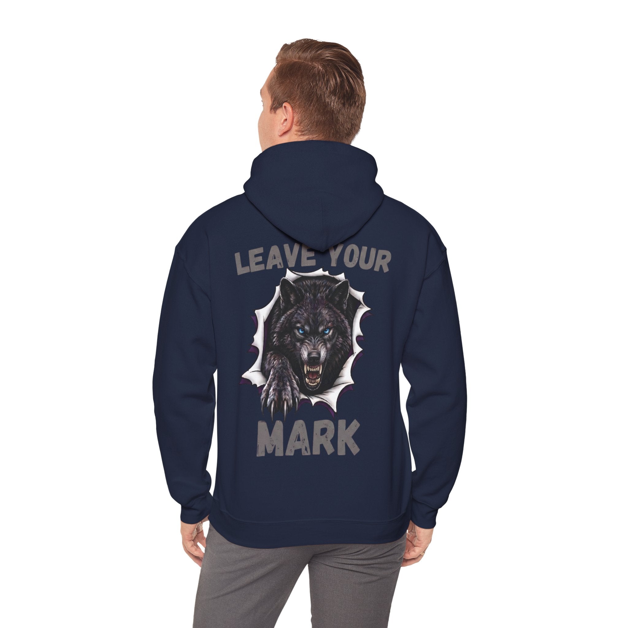 Black Wolf Hoodie "Leave Your Mark" Cyber Crest AW Signature Emblem Pullover drawstring Sweater