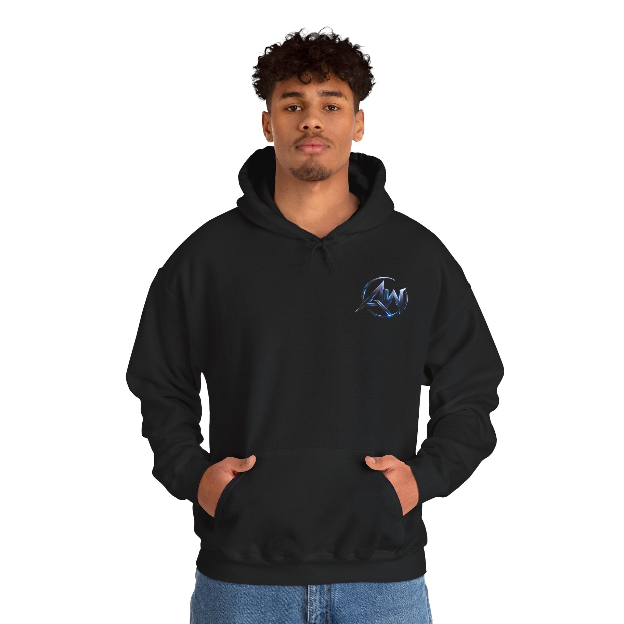 Black Wolf Hoodie "Leave Your Mark" Cyber Crest AW Signature Emblem Pullover drawstring Sweater
